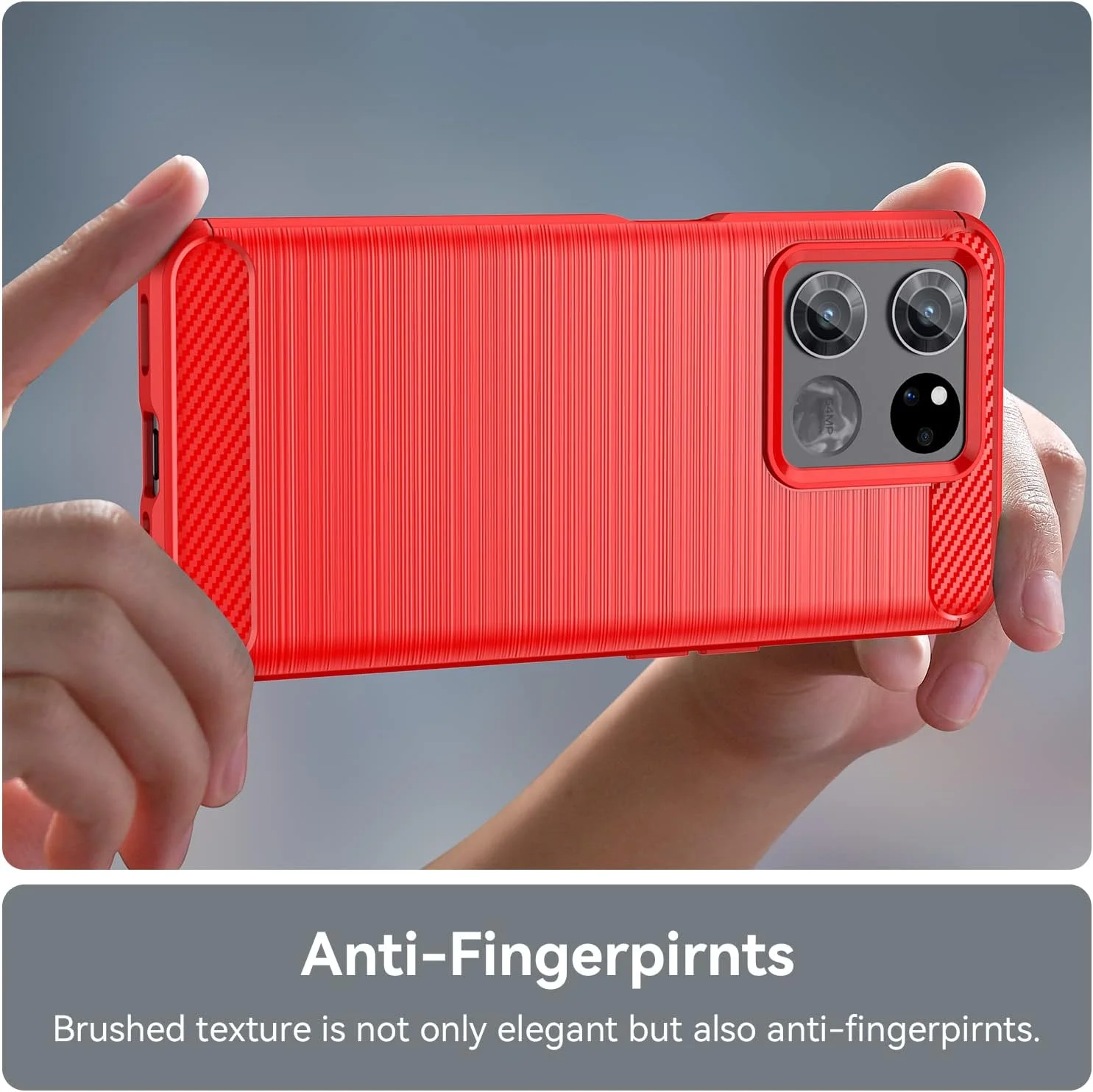 قاب محافظ گوشی QINOUK برای OnePlus Ace Racing، طراحی بافت برس خورده [ضد ضربه] [ضد اثر انگشت]، قاب ساخته شده از مواد TPU انعطاف پذیر به همراه محافظ صفحه نمایش شیشه ای حرارت دیده [2 عددی] سازگار با OnePlus Ace Racing - قرمز