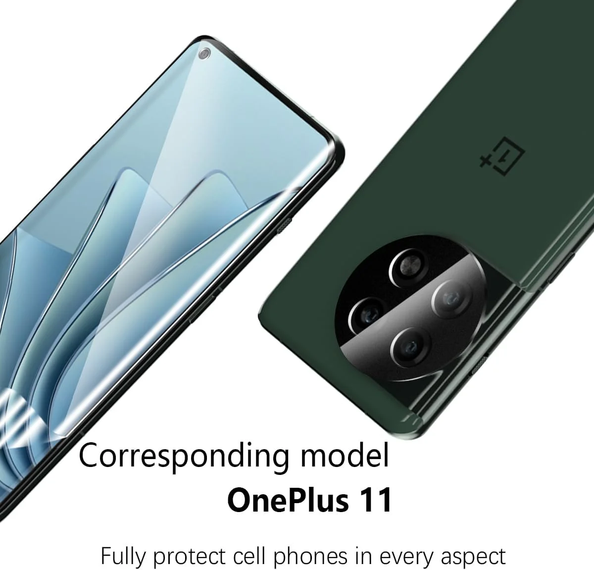 محافظ صفحه نمایش Phlleyaa برای OnePlus 11، 2 عدد محافظ صفحه نمایش TPU و 2 عدد محافظ دوربین شیشه ای OnePlus 11 [مجموعا 4 عدد]، فیلم ضد خش بدون حباب برای OnePlus 11
