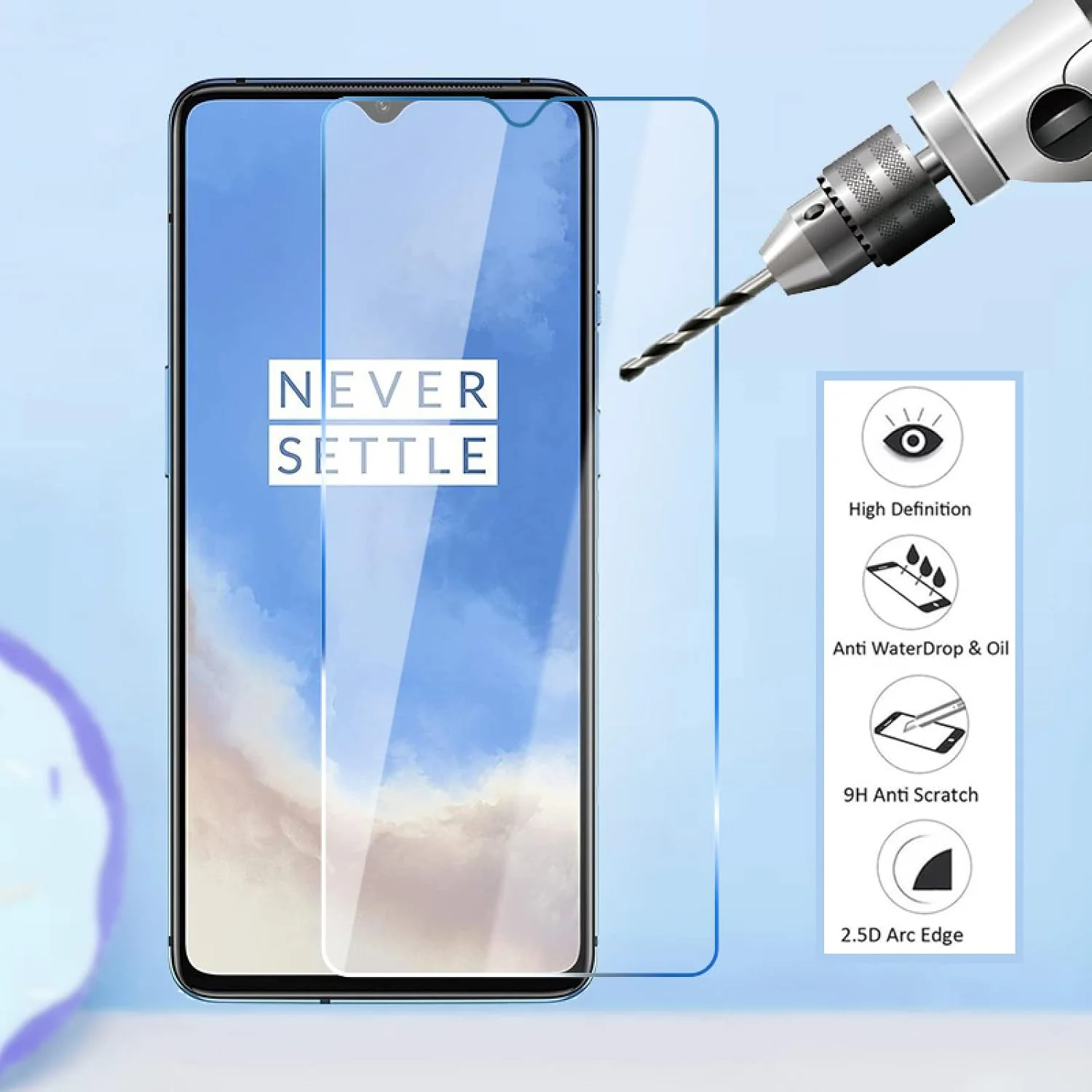 محافظ صفحه نمایش شیشه ای Woowin بسته 3 عددی، برای گوشی های Oneplus 8T 7T 6T 5T 7 6 5، محافظ صفحه نمایش شیشه ای حرارت دیده