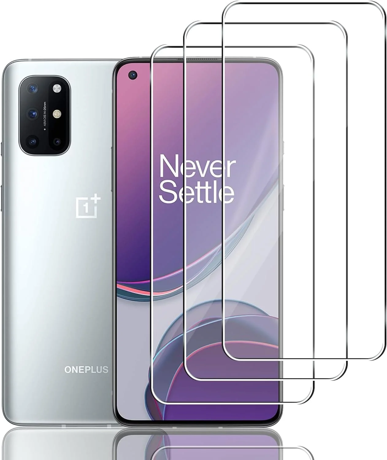 محافظ صفحه نمایش شیشه ای حرارت دیده جین یون لای بسته 3 عددی برای OnePlus 8T، ضد خش، بدون حباب، فوق العاده مقاوم (HD فوق العاده شفاف) شیشه با سختی 9H