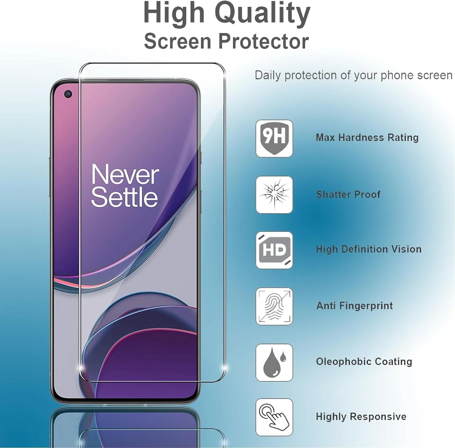 محافظ صفحه نمایش شیشه ای حرارت دیده جین یون لای بسته 3 عددی برای OnePlus 8T، ضد خش، بدون حباب، فوق العاده مقاوم (HD فوق العاده شفاف) شیشه با سختی 9H