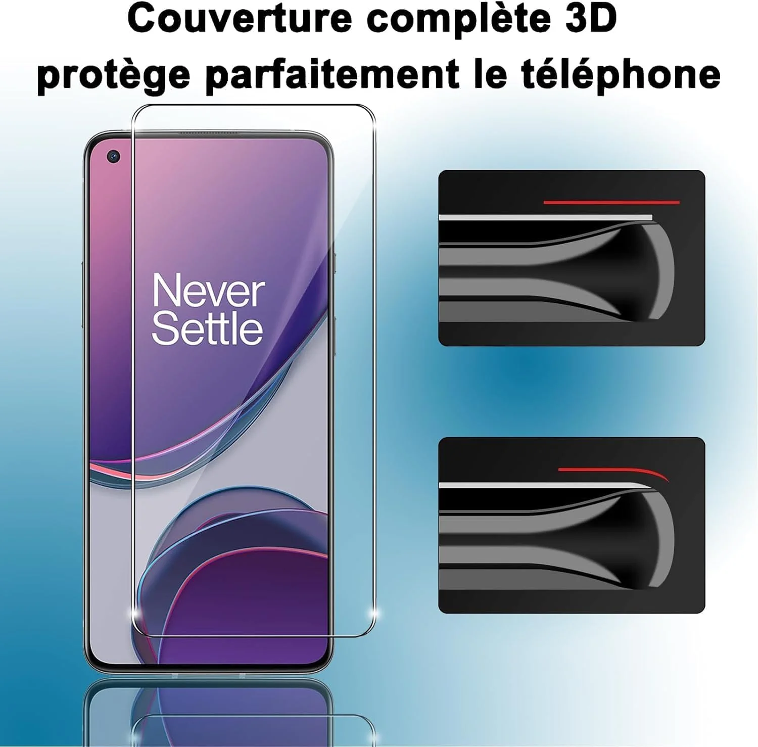 محافظ صفحه نمایش شیشه ای حرارت دیده جین یون لای بسته 3 عددی برای OnePlus 8T، ضد خش، بدون حباب، فوق العاده مقاوم (HD فوق العاده شفاف) شیشه با سختی 9H