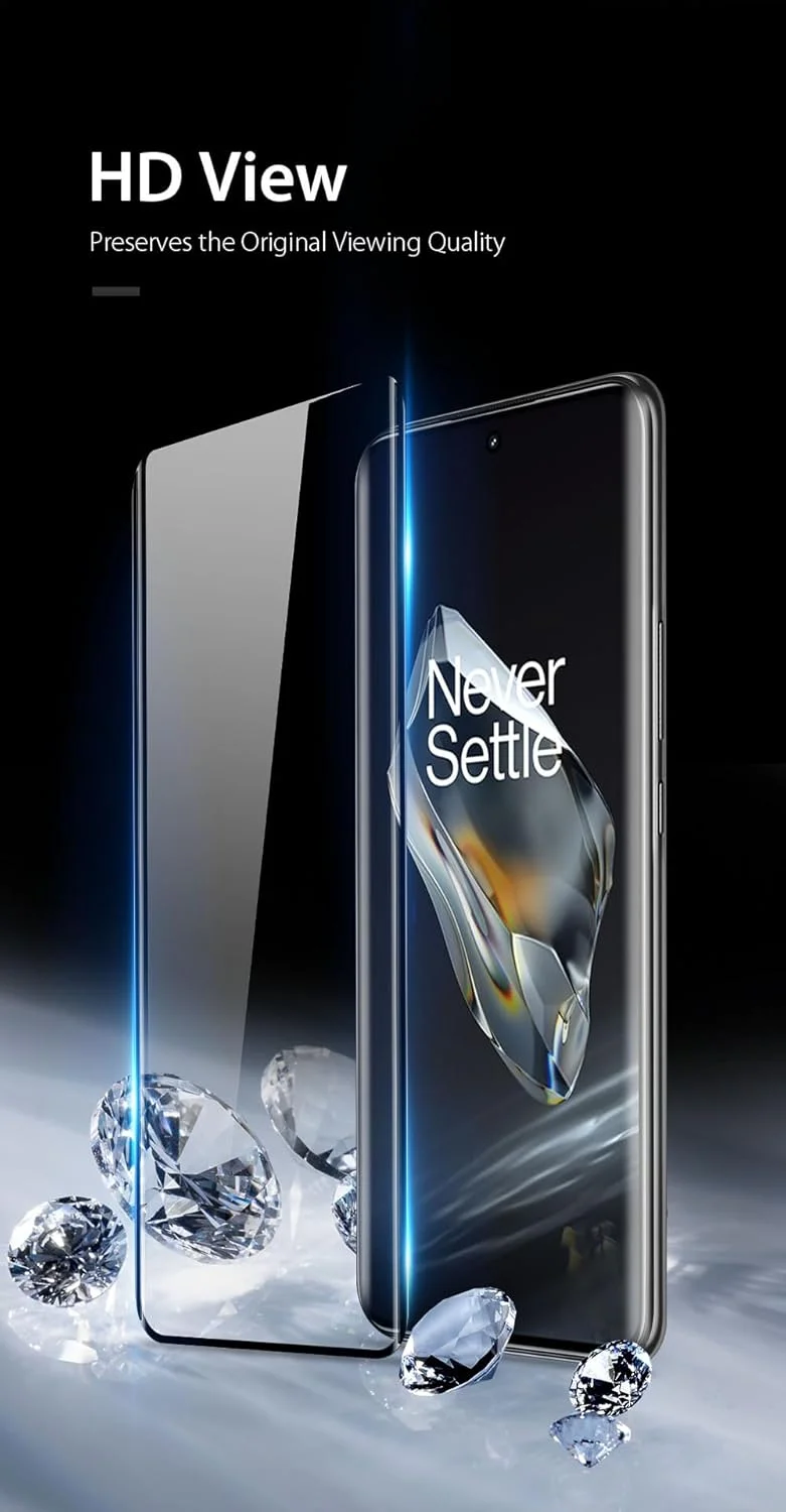 محافظ صفحه نمایش OIATROE [بسته 2 عددی] برای OnePlus 12، محافظ صفحه نمایش شیشه ای حرارت دیده فوق العاده باریک HD 2.5D Pro-Fit - مشکی