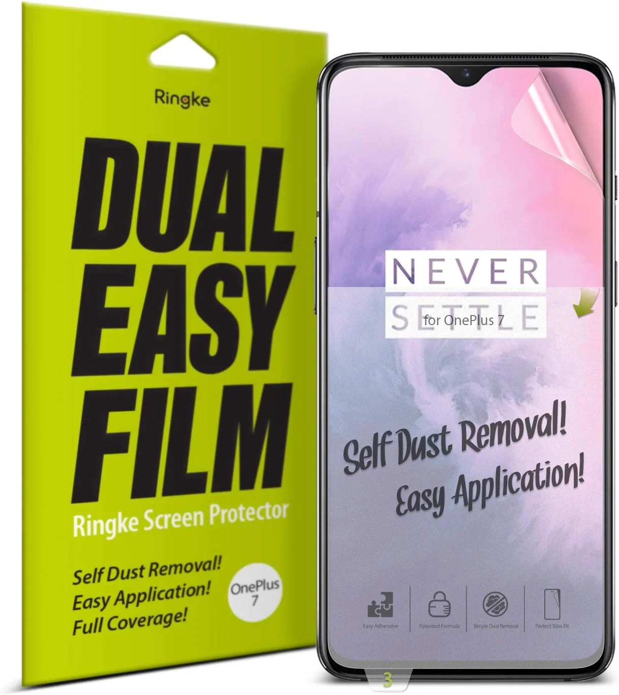 محافظ صفحه نمایش Ringke Dual Easy سازگار با OnePlus 7 - بسته 2 عددی