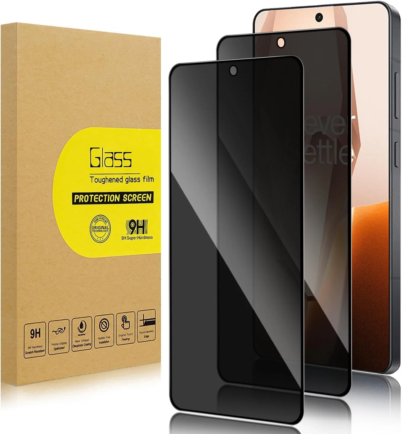 محافظ صفحه نمایش حریم خصوصی Lokyoo، بسته 2 عددی، برای OnePlus 13R [شیشه حرارت دیده ضد جاسوسی]، Ultra HD، ضد خش، بدون حباب، نصب آسان، شیشه محافظ 9H برای OnePlus 13R