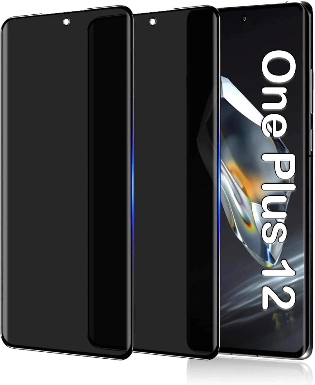 MUCDE [محافظ صفحه نمایش حریم خصوصی 2 عددی برای OnePlus 12، منحنی سه بعدی، سختی 9H، فیلم شیشه ای سخت شده HD، محافظ صفحه نمایش ضد جاسوسی برای OnePlus 12، مشکی