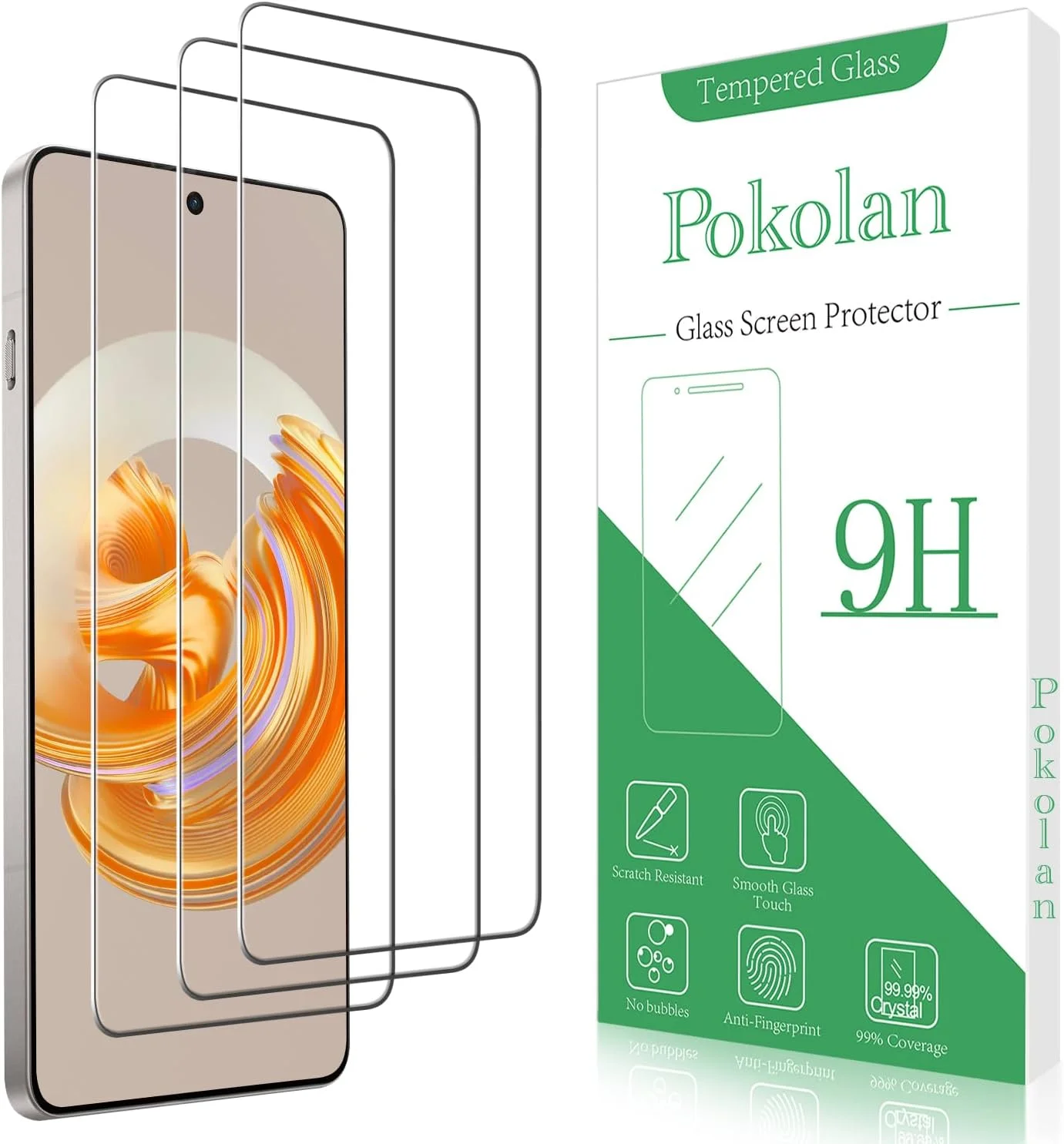 محافظ صفحه نمایش شیشه ای حرارت دیده Pokolan (بسته 3 عددی) طراحی شده برای Oneplus 13R، ضد خش، بدون حباب