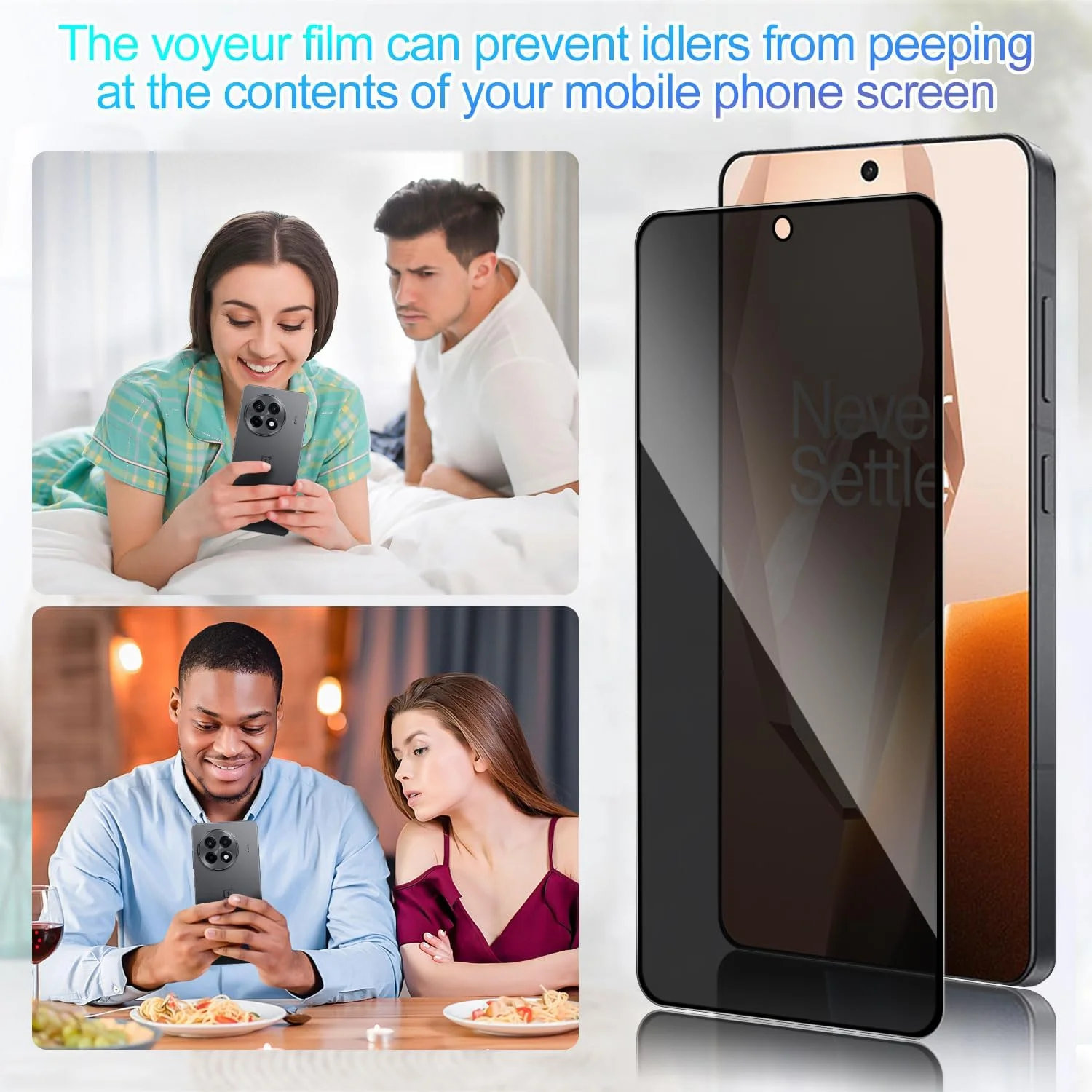 محافظ صفحه نمایش حریم خصوصی Lokyoo، بسته 2 عددی، برای OnePlus 13R [شیشه حرارت دیده ضد جاسوسی]، Ultra HD، ضد خش، بدون حباب، نصب آسان، شیشه محافظ 9H برای OnePlus 13R