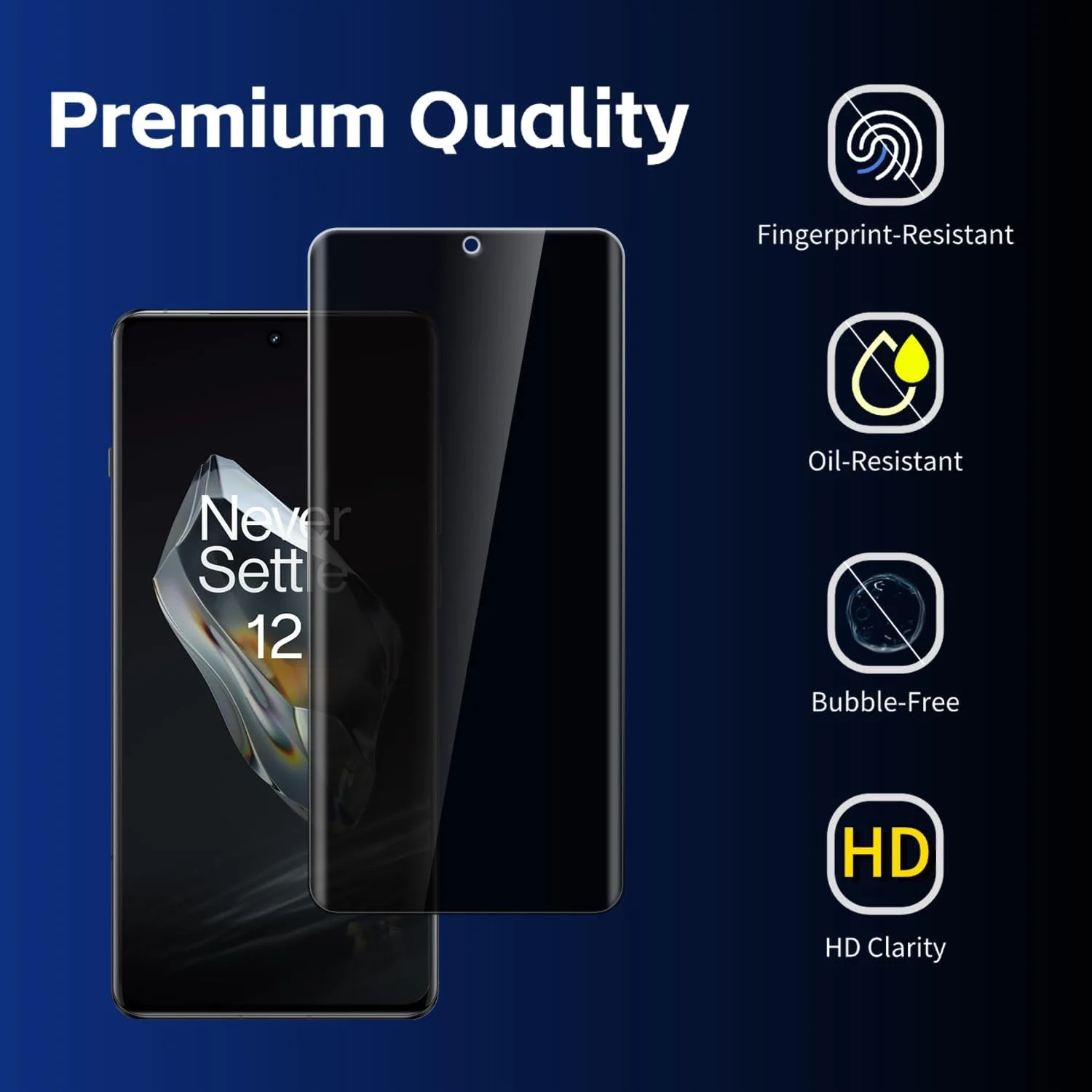 MUCDE [محافظ صفحه نمایش حریم خصوصی 2 عددی برای OnePlus 12، منحنی سه بعدی، سختی 9H، فیلم شیشه ای سخت شده HD، محافظ صفحه نمایش ضد جاسوسی برای OnePlus 12، مشکی