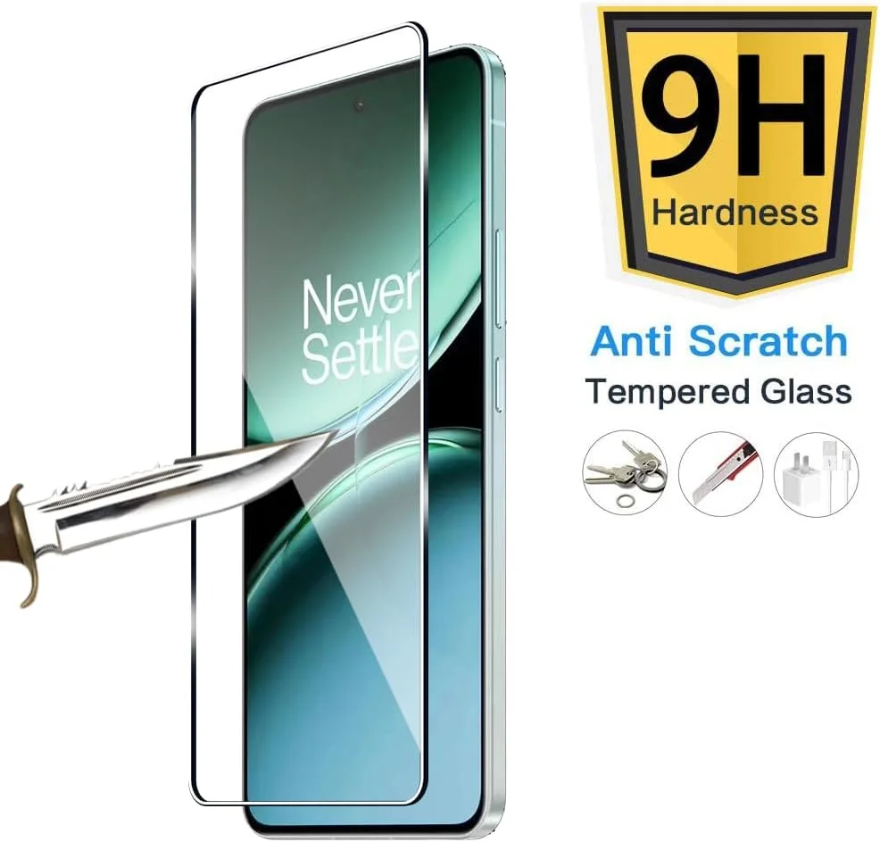 محافظ صفحه نمایش شیشه ای حرارت دیده Afikyutu برای وان پلاس نورد 4، بسته 2 عددی محافظ صفحه نمایش، محافظ صفحه نمایش با سختی 9H، فیلم شیشه ای حرارت دیده HD، ضد خش، بدون حباب، نصب آسان