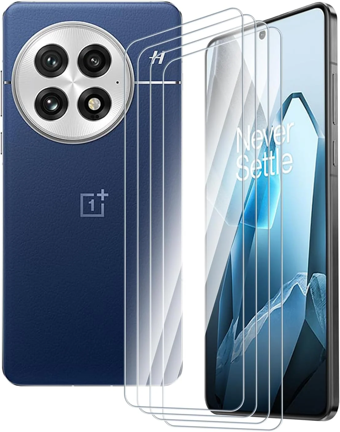 محافظ صفحه نمایش شیشه ای حرارت دیده 4 عددی سازگار با OnePlus 13، سختی 9H، فوق العاده شفاف، ضد خش، نصب آسان، سازگار با قاب، حساس به لمس