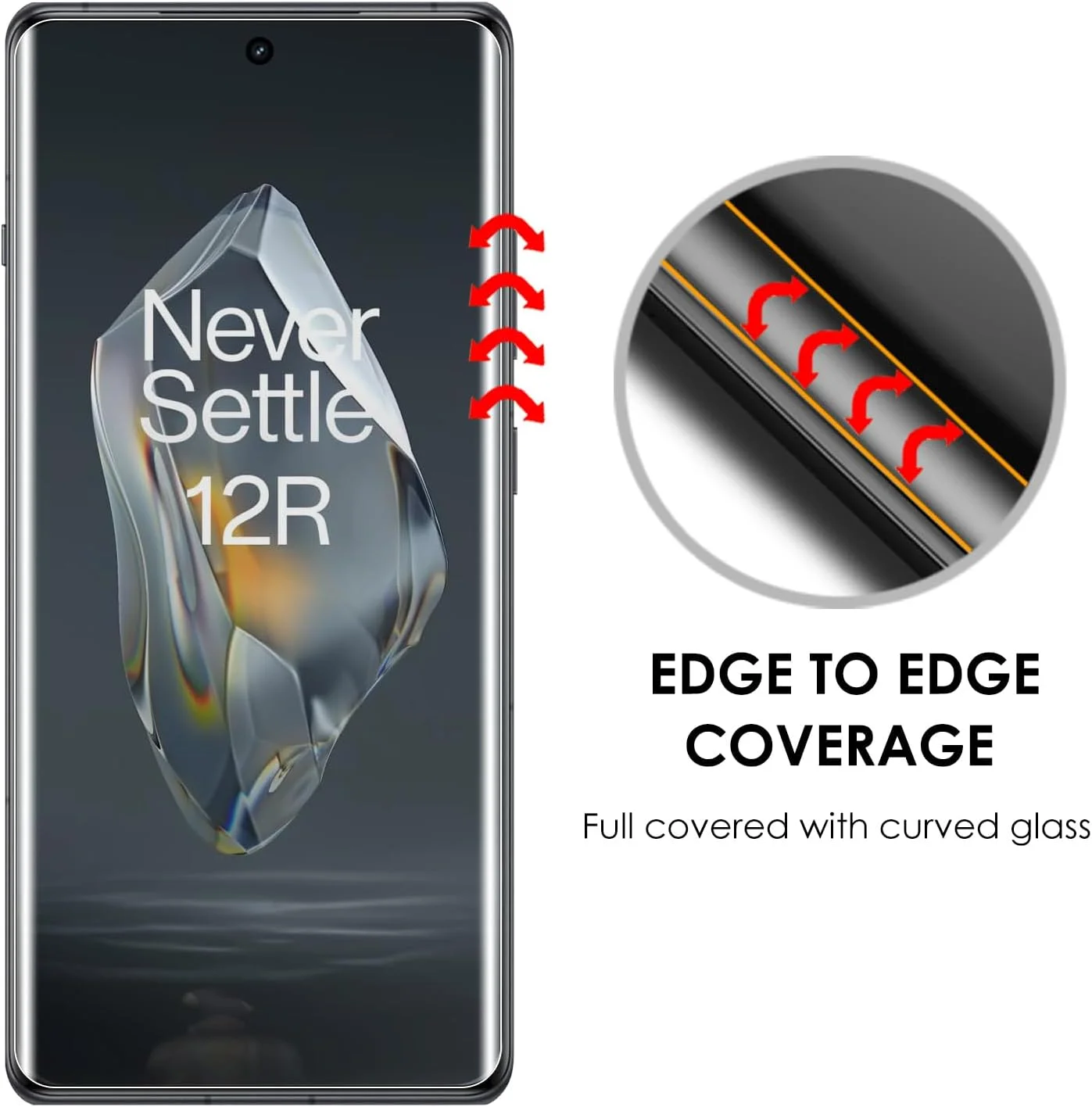 محافظ صفحه نمایش Akcoo برای OnePlus 12R [بسته 3 عددی]، شیشه حرارت دیده، پوشش کامل لبه به لبه، مقاوم در برابر خراش، لمس حساس