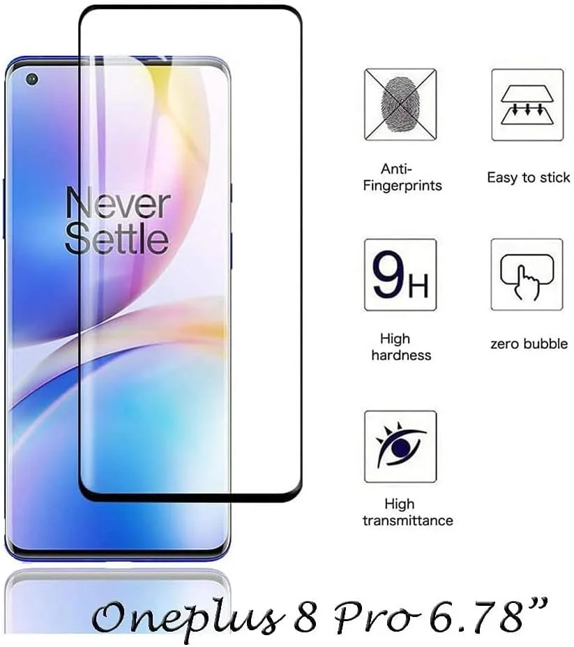 محافظ صفحه نمایش تمام صفحه شیشه ای حرارت دیده 24/7 Oliver OnePlus 8 Pro [سختی 9H] [بدون حباب] [سازگار با قاب] برای OnePlus 8 Pro