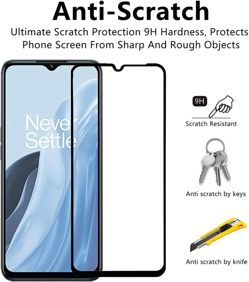 محافظ صفحه نمایش ابریشمی مشکی VIESUP برای OnePlus Nord N300 5G، [2 عدد] پوشش کامل ضد خش نصب آسان فیلم محافظ شیشه ای حرارت دیده برای تلفن OnePlus Nord N300 5G (6.56 اینچ) 2022