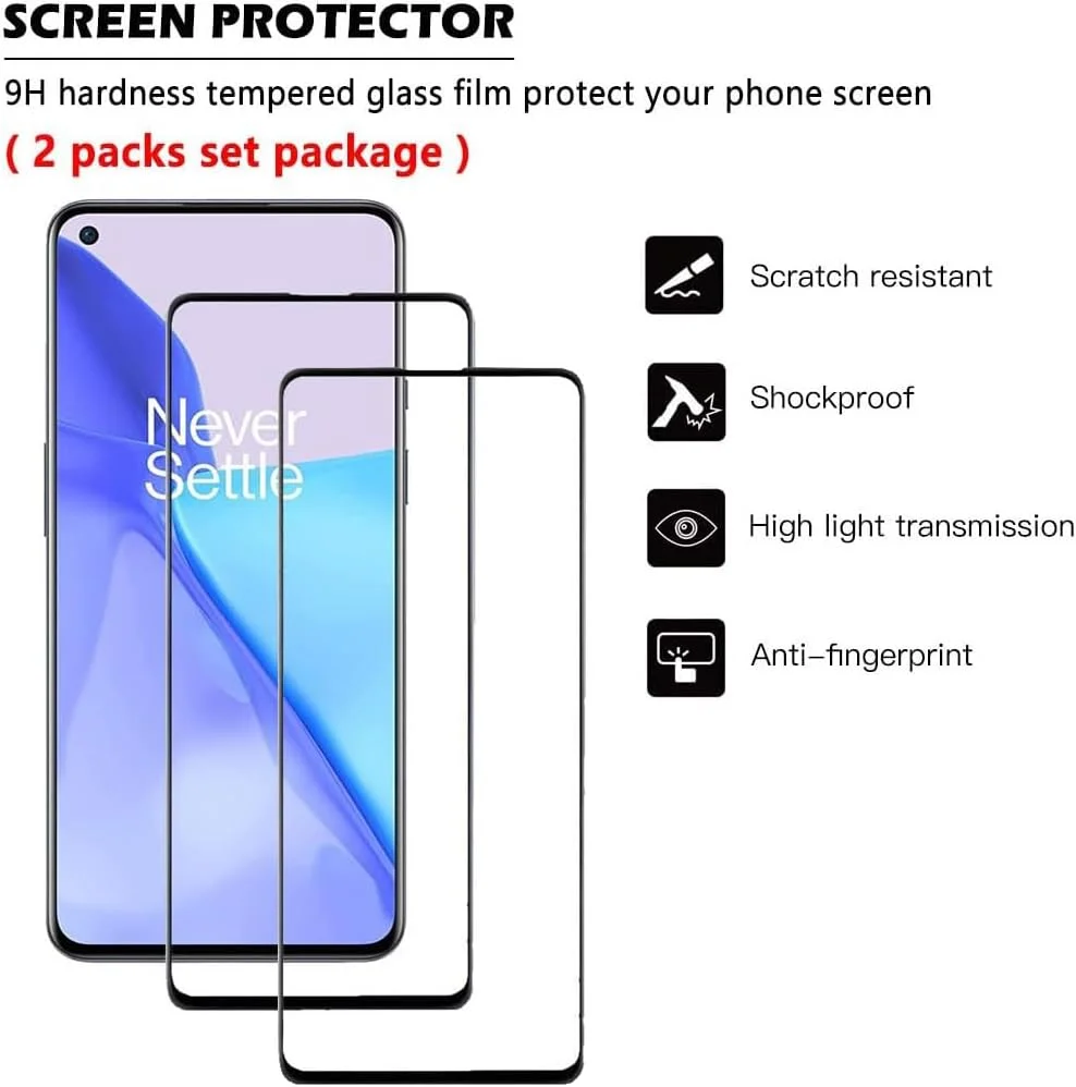 محافظ صفحه نمایش شیشه ای حرارت دیده 24/7 Oliver Twin Pack OnePlus 9 با پوشش کامل [سختی 9H] [بدون حباب] [سازگار با قاب] برای OnePlus 9