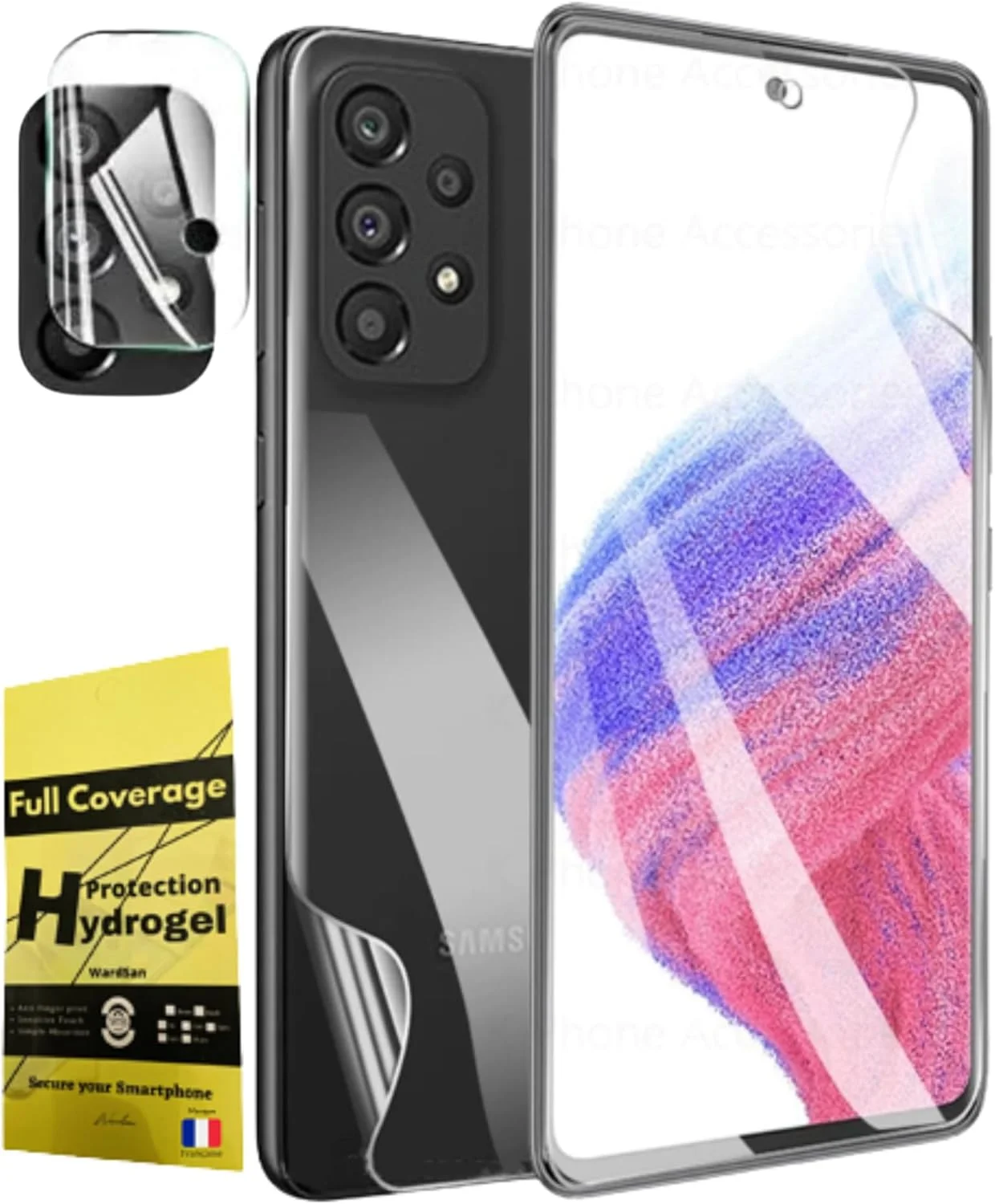 WardSan [دو عدد محافظ صفحه نمایش هیدروژل سه بعدی جلو و پشت به همراه محافظ لنز دوربین شیشه ای حرارت دیده برای گوشی وان پلاس 10 پرو 6.77 اینچ | ضد ضربه | سازگار با قاب | محافظ TPU نرم