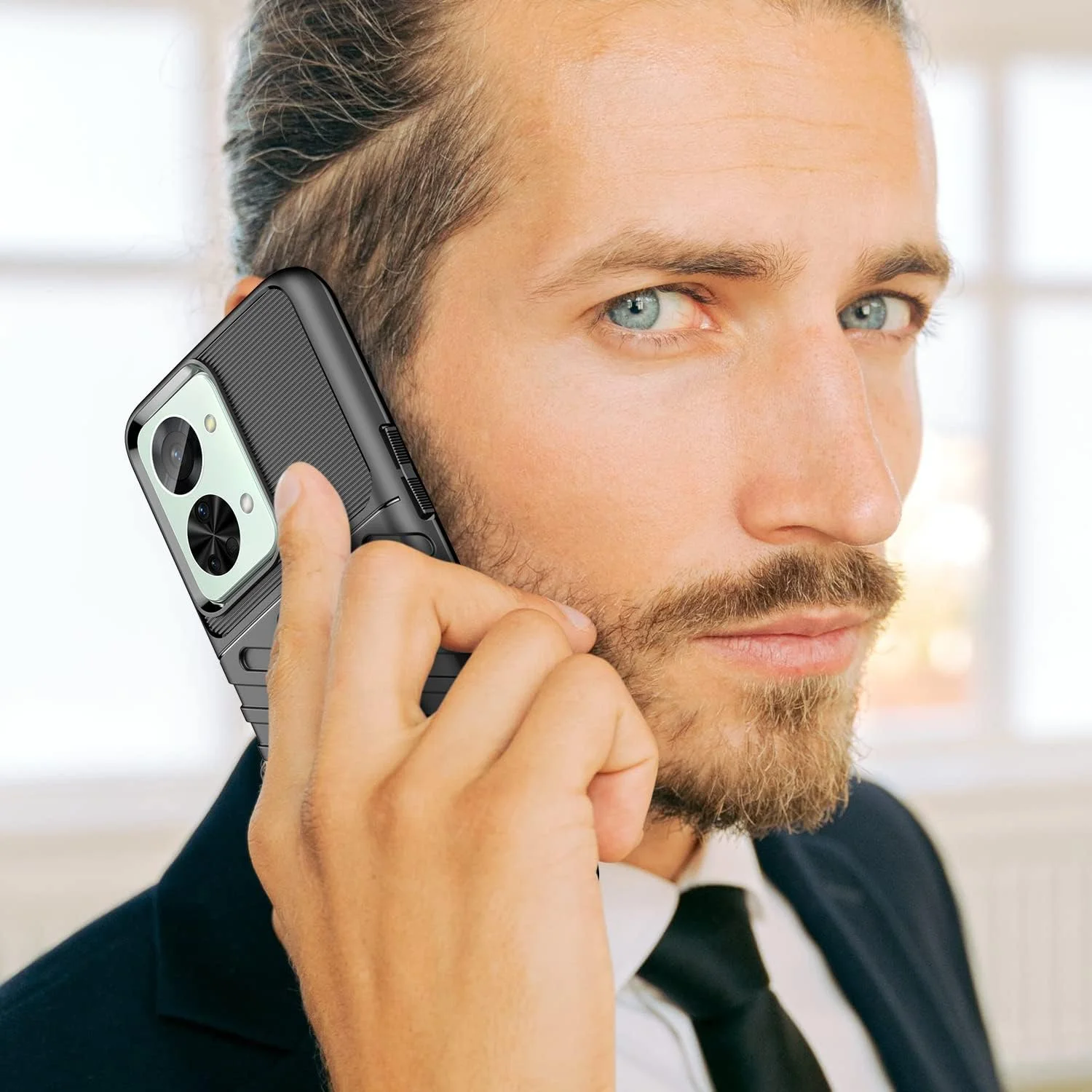 کیف محافظ گوشی QINOUK برای OnePlus Nord 2T، کیف محافظ سیلیکونی [ضد ضربه] به همراه محافظ صفحه نمایش شیشه ای حرارت دیده [2 عددی] سازگار با OnePlus Nord 2T [ضد اثر انگشت] - مشکی