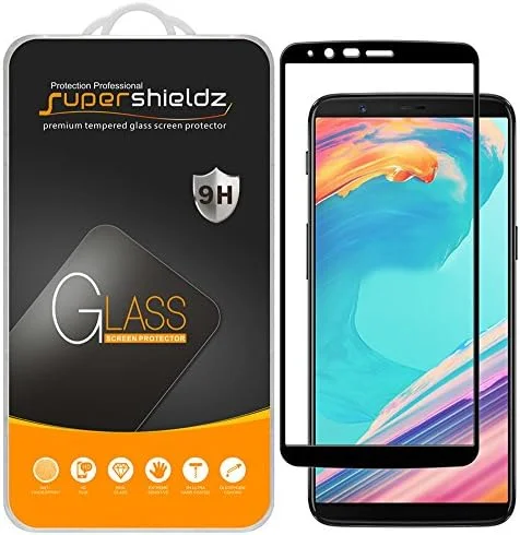 Supershieldz [2-Pack] for OnePlus 5T Tempered Glass Screen Protector, [Full Screen Coverage] Anti-Scratch, Bubble Free, Lifetime Replacement (Black)