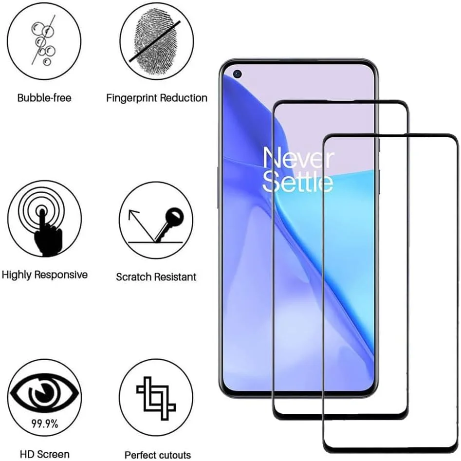 محافظ صفحه نمایش شیشه ای حرارت دیده 24/7 Oliver Twin Pack OnePlus 9 با پوشش کامل [سختی 9H] [بدون حباب] [سازگار با قاب] برای OnePlus 9