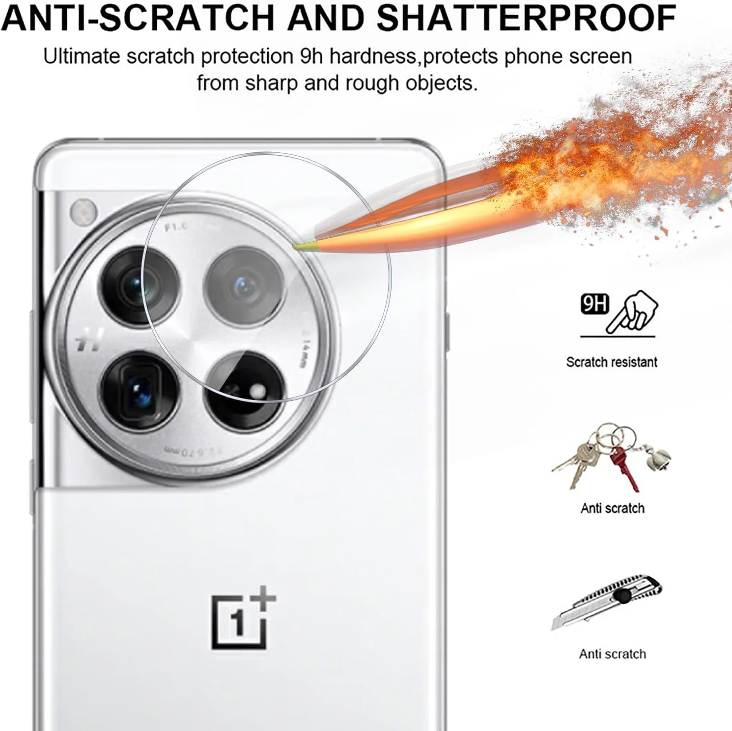 GMUJIAO [بسته 4 عددی] محافظ لنز دوربین شیشه ای حرارت دیده سازگار با OnePlus 12، شیشه ای حرارت دیده، لنز دوربین، شفاف HD