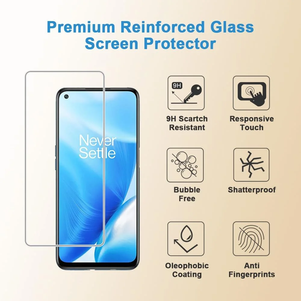 محافظ صفحه نمایش Shunwige برای OnePlus Nord N200، فیلم محافظ شیشه ای حرارت دیده، نصب آسان و بدون حباب، ضد خش، سختی 9H (2 عدد)
