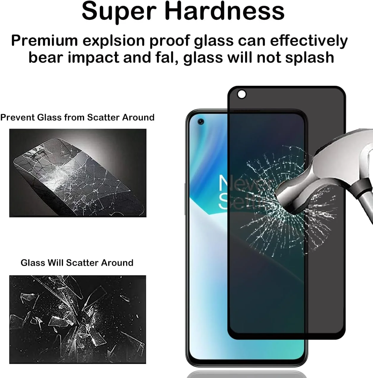 محافظ صفحه نمایش حریم خصوصی برای OnePlus Nord 2T [2 عدد]، فیلم شیشه ای حرارت دیده ضد جاسوسی، سختی 9H، ضد خش، ضد اثر انگشت، بدون حباب، نصب آسان، محافظ صفحه نمایش ضد جاسوسی برای OnePlus Nord 2T