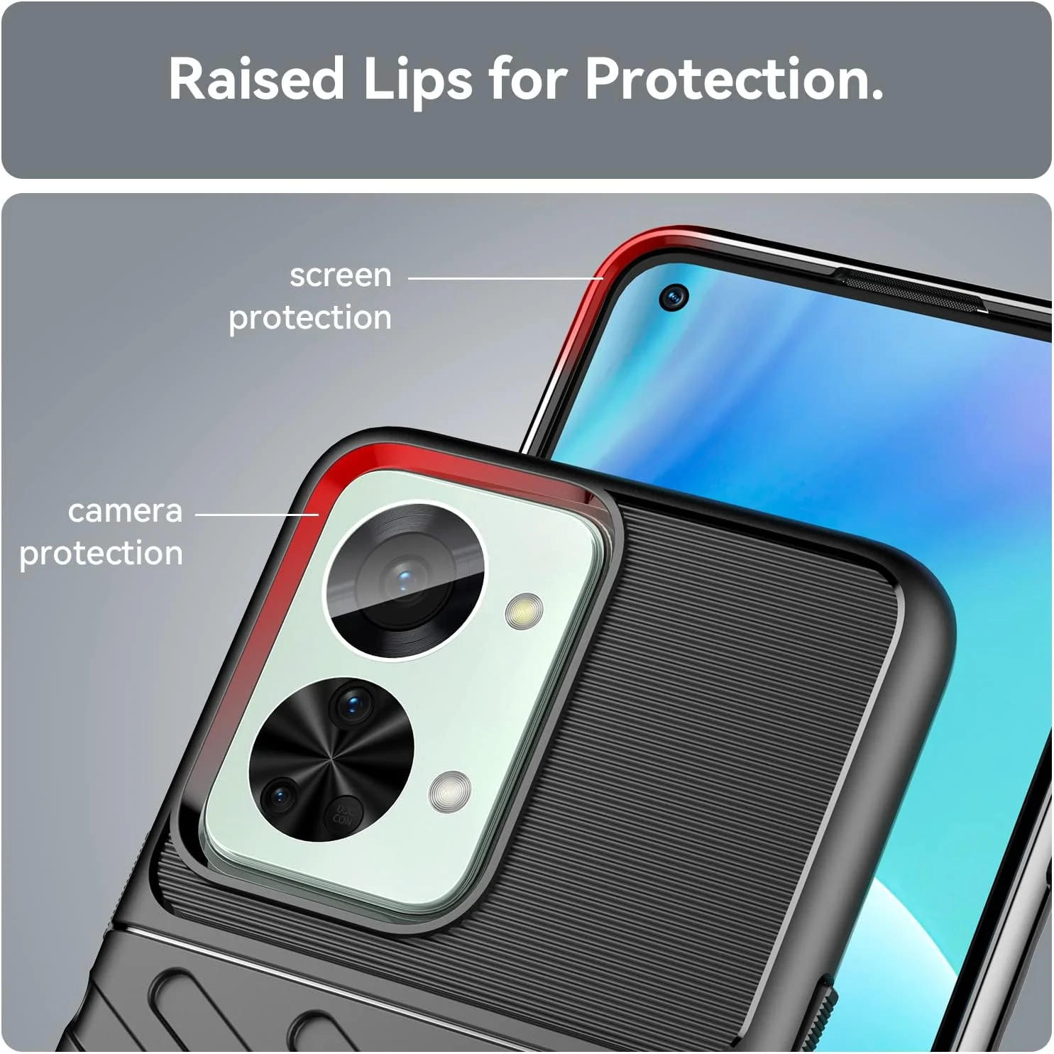 کیف محافظ گوشی QINOUK برای OnePlus Nord 2T، کیف محافظ سیلیکونی [ضد ضربه] به همراه محافظ صفحه نمایش شیشه ای حرارت دیده [2 عددی] سازگار با OnePlus Nord 2T [ضد اثر انگشت] - مشکی