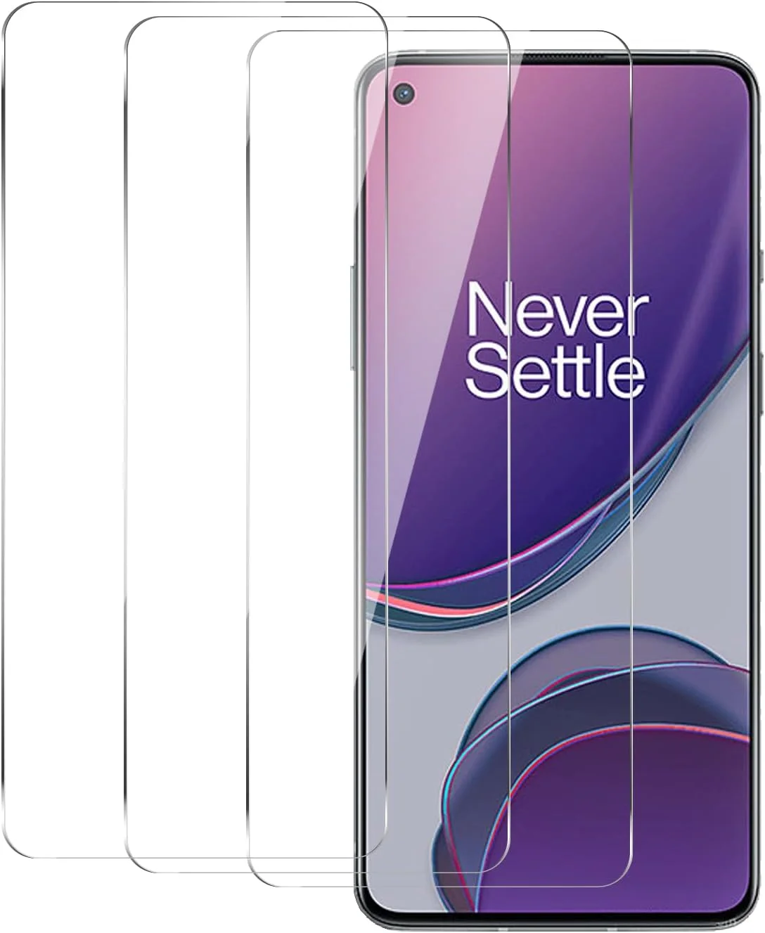 بیشکج بسته 3 عددی محافظ صفحه نمایش برای OnePlus 8T، سختی 9H، نصب آسان، بدون ایجاد حباب، سازگار با قاب، شیشه ضد شکستگی، سطح اولئوفوبیک ضد اثر انگشت