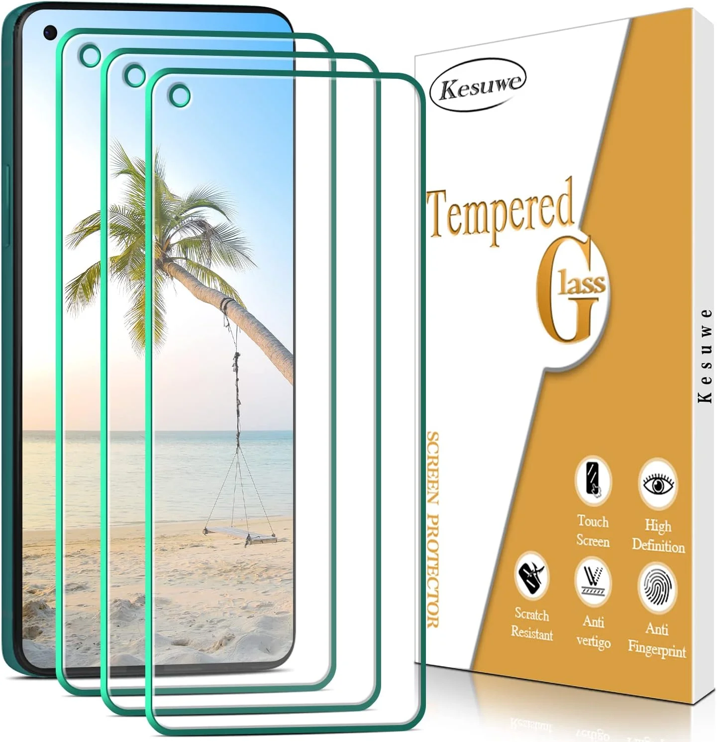 محافظ صفحه نمایش کسووه [بسته 3 عددی] برای OnePlus 8T و OnePlus 8T 5G، سختی 9H، ضد خش، شیشه حرارت دیده شفاف HD، بدون حباب، سازگار با قاب، نصب آسان