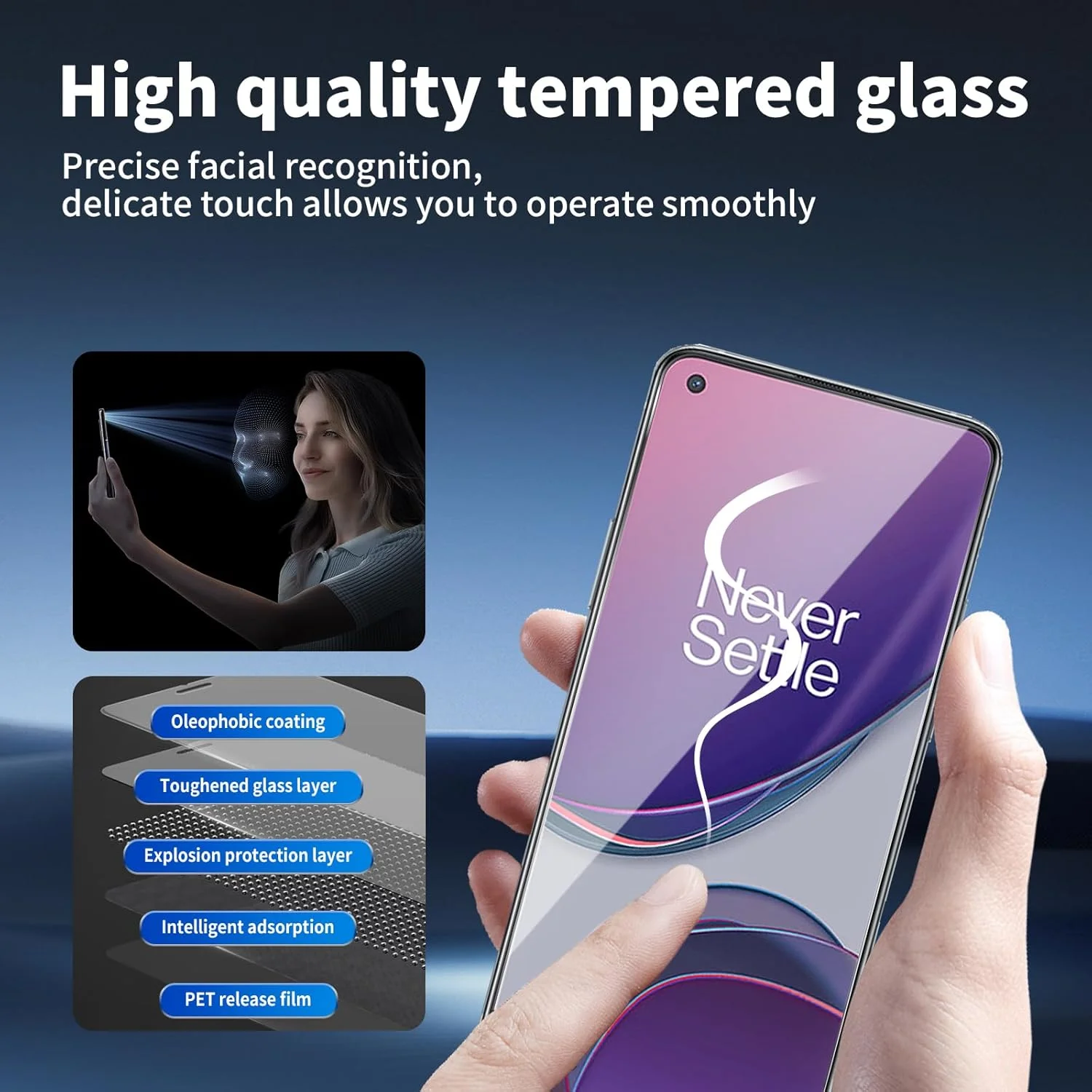 بیشکج بسته 3 عددی محافظ صفحه نمایش برای OnePlus 8T، سختی 9H، نصب آسان، بدون ایجاد حباب، سازگار با قاب، شیشه ضد شکستگی، سطح اولئوفوبیک ضد اثر انگشت