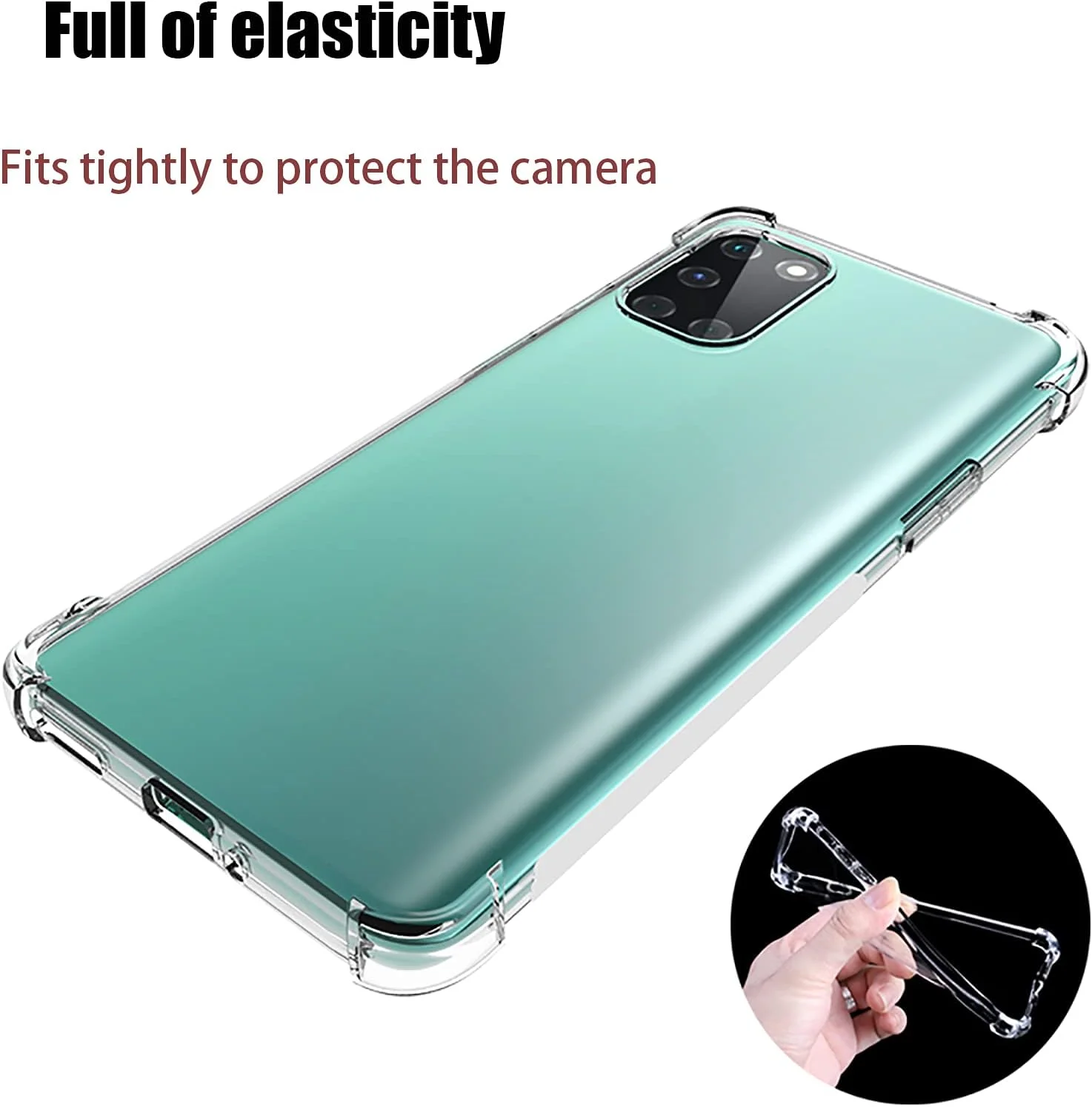 کاور GMUJIAO برای OnePlus 8T، به همراه 2 عدد محافظ صفحه نمایش شیشه ای حرارت دیده [2 در 1]، کاور گوشی TPU نرم و شفاف ضد ضربه - مشکی