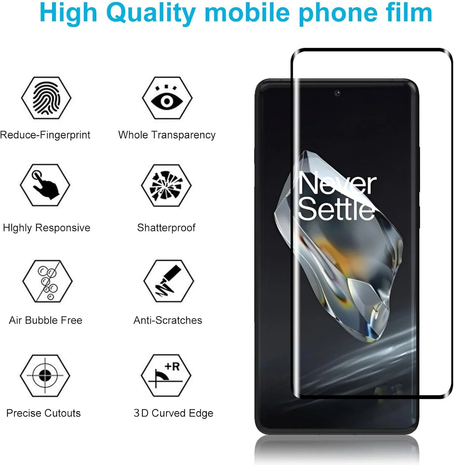 محافظ صفحه نمایش دیدیسکی برای وان پلاس 12، بسته 3 عددی فیلم شیشه ای حرارت دیده به همراه 2 عدد محافظ لنز، پوشش کامل منحنی سه بعدی، مقاوم در برابر خراش، سختی 9H، استفاده آسان