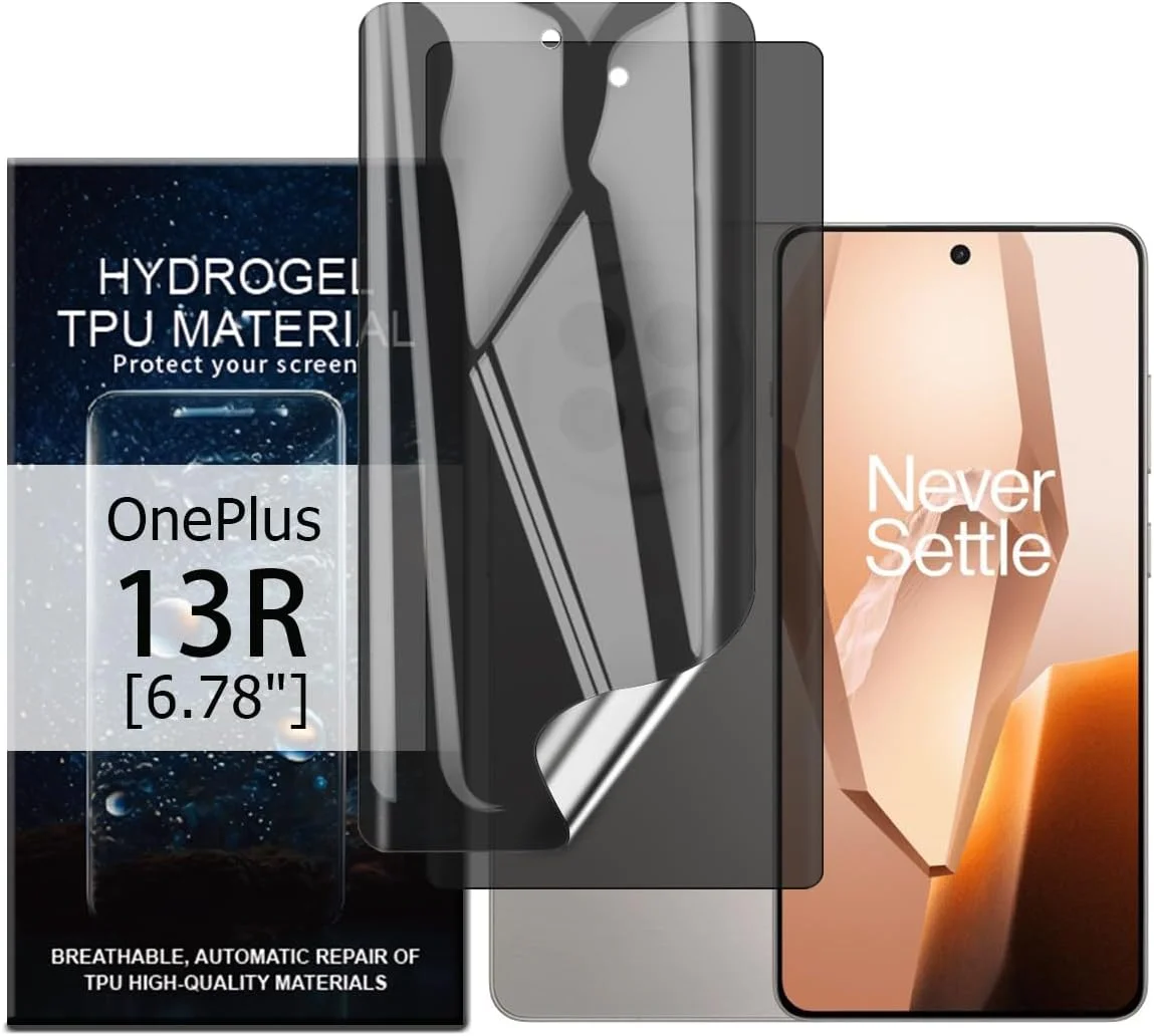 محافظ صفحه نمایش هیدروژل حریم خصوصی Glcrrpu دو عددی برای OnePlus 13R [6.78 اینچ]، فیلم محافظ TPU انعطاف پذیر [ضد جاسوسی] خود ترمیم شونده [غیر شیشه حرارت دیده]