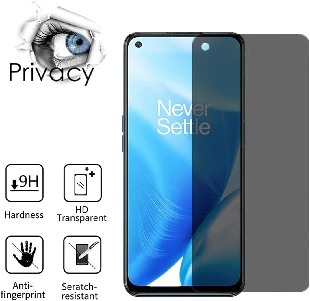 محافظ صفحه نمایش حریم خصوصی AISELAN برای OnePlus Nord N200 5G، [2 عدد] ضد جاسوسی، ضد خش، ضد حباب، فیلم محافظ شیشه ای حرارت دیده برای تلفن OnePlus Nord N200 5G