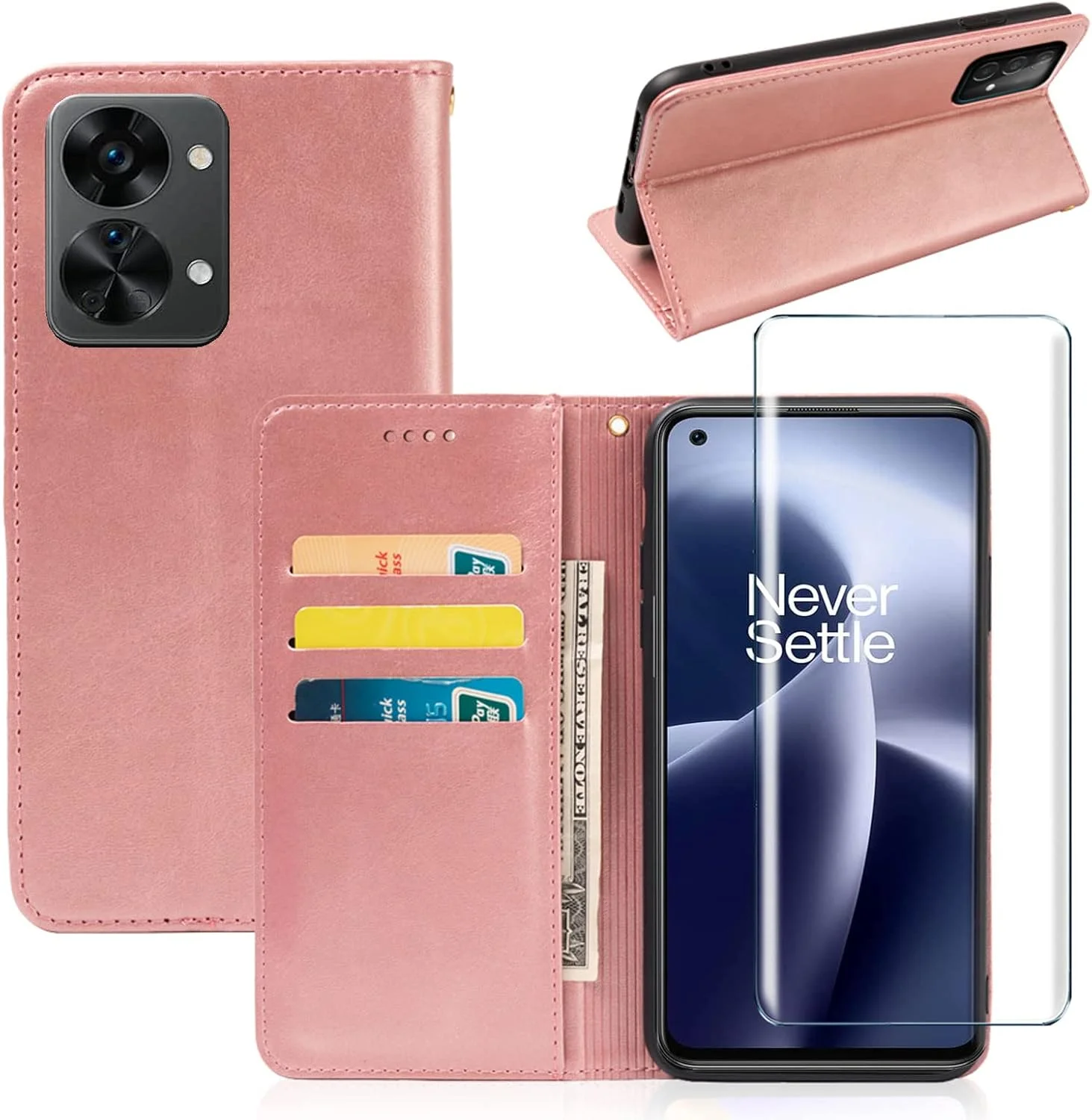 کیف کلاسوری چرمی مدل MYHY مناسب برای گوشی وان پلاس نورد 2T 5G + محافظ صفحه نمایش شیشه ای