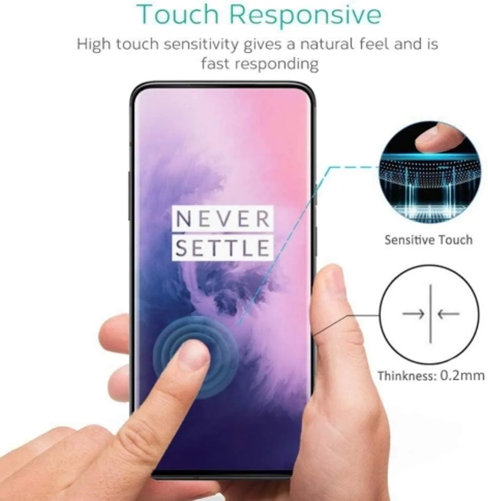 محافظ صفحه نمایش شیشه ای حرارت دیده سه بعدی برای وان پلاس 7 پرو - لبه خمیده پوشش کامل بدون حباب سازگار با قاب سختی 9H وضوح HD سازگار با وان پلاس 7 پرو