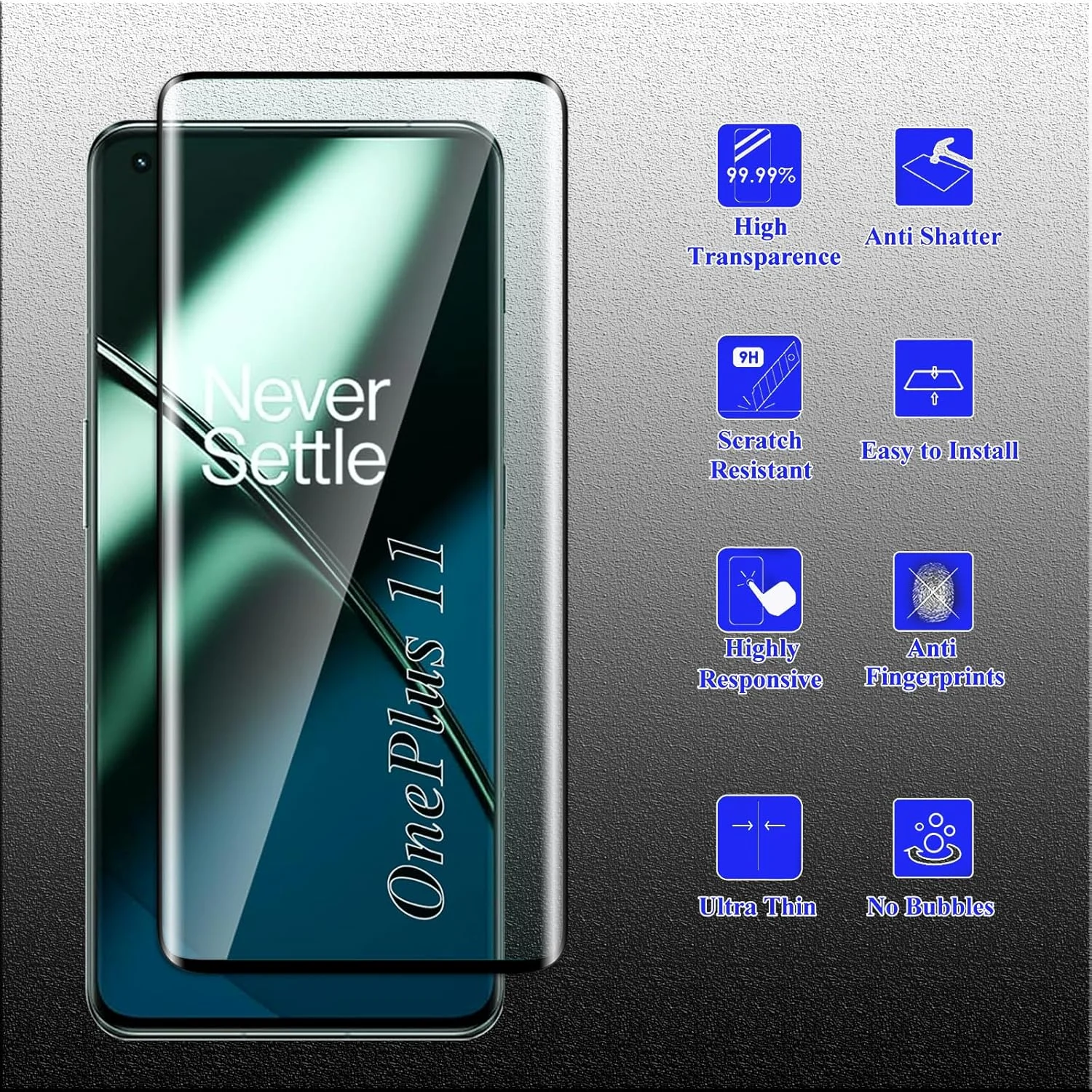 محافظ صفحه نمایش شیشه ای حرارت دیده FWKDWHPH [2 + 1 تکه] برای OnePlus 11 به همراه محافظ لنز دوربین پشتی، ضد خش، سختی 9H، بدون حباب، پوشش کامل سه بعدی، محافظ صفحه نمایش HD برای OnePlus 11