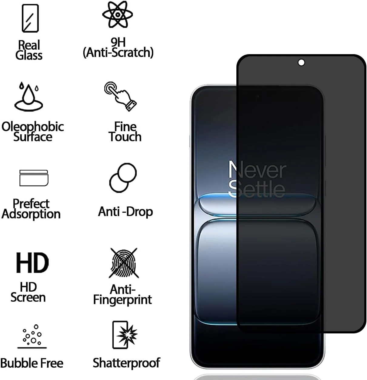 محافظ صفحه نمایش حریم خصوصی BCHKLAI برای OnePlus Nord 5 5G [بسته 2 عددی]، فیلم شیشه ای حرارت دیده ضد جاسوسی، سختی 9H، ضد خش، ضد اثر انگشت، بدون حباب، محافظ صفحه نمایش ضد جاسوسی برای OnePlus Nord 5