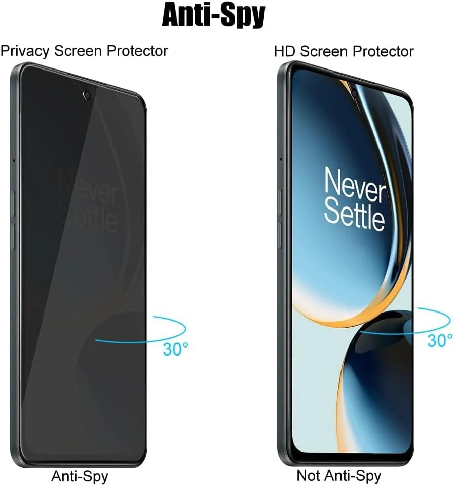 محافظ صفحه نمایش KASTWAVE برای OnePlus Nord N30 5G (بسته 3 عددی) فیلم شیشه ای حرارت دیده حریم خصوصی ضد جاسوسی و (بسته 3 عددی) محافظ لنز دوربین، سختی 9H، ضد خش (3+3)