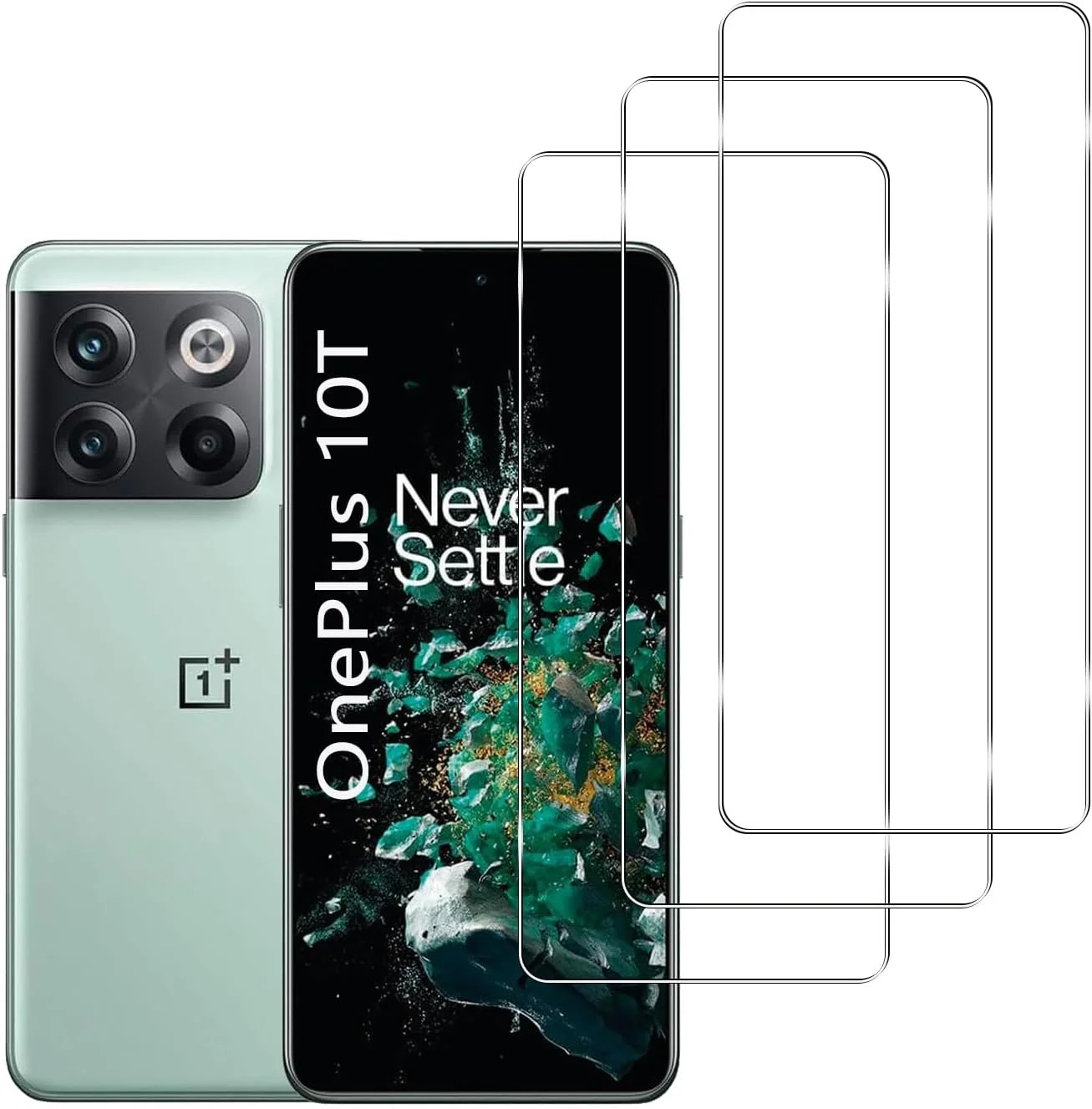 محافظ صفحه نمایش شیشه ای حرارت دیده YIFNTANG [3 عدد] برای OnePlus 10T 5G، سختی 9H ضد خش، بدون حباب، محافظ صفحه نمایش HD سازگار با OnePlus 10T 5G