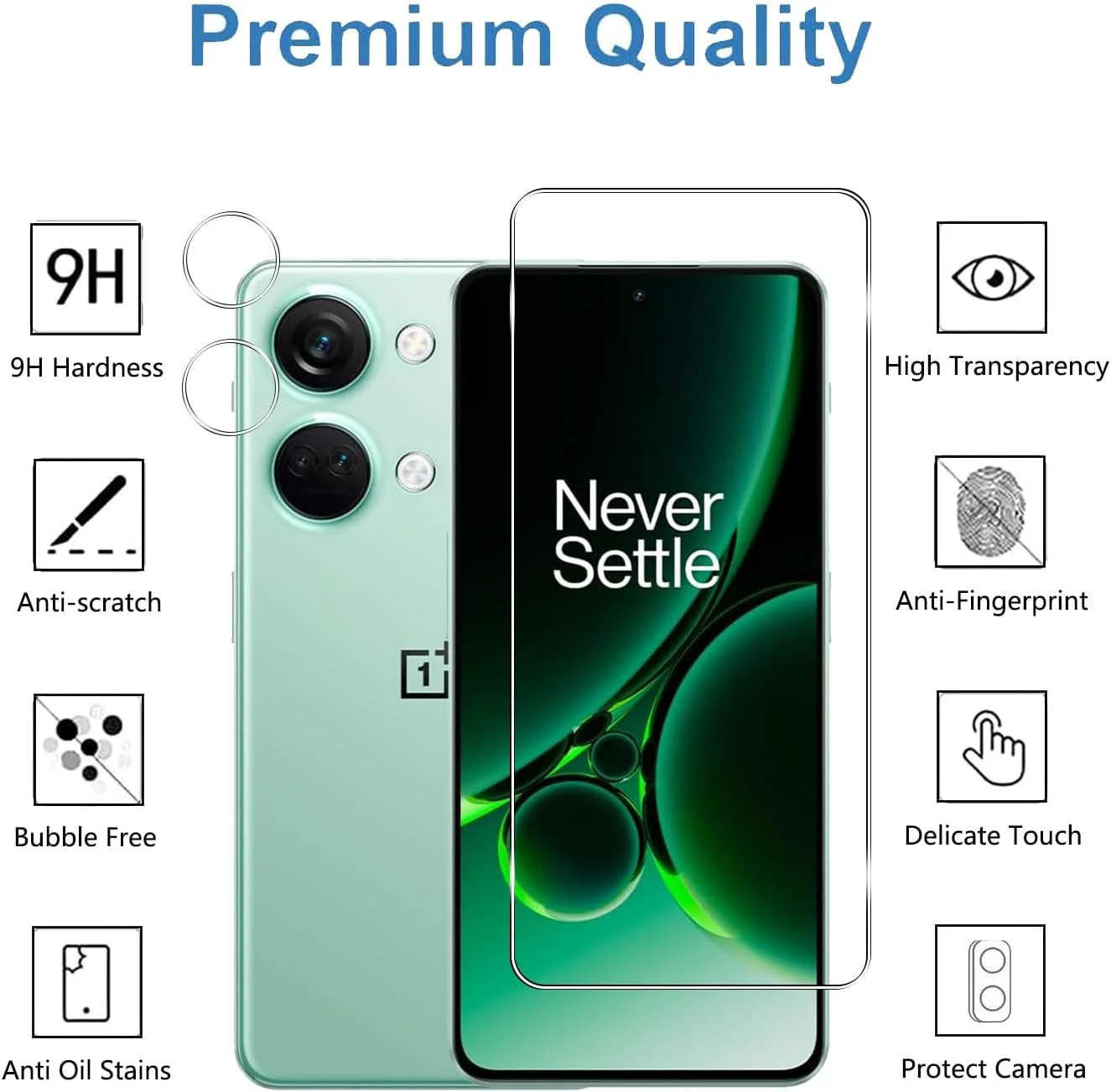 محافظ صفحه نمایش شیشه ای حرارت دیده [3+3 عددی] YIFNTANG برای OnePlus Nord 3 5G، شامل 3 عدد محافظ صفحه نمایش و 3 عدد محافظ لنز دوربین، سختی 9H، ضد خش، محافظ صفحه نمایش HD برای OnePlus Nord 3 5G