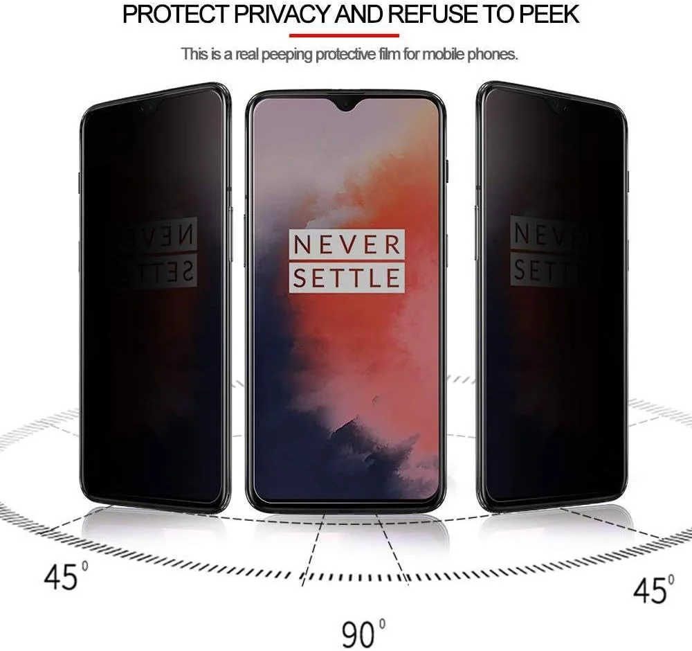 محافظ صفحه نمایش شیشه ای حریم خصوصی MIBQM بسته 3 عددی برای محافظ صفحه نمایش OnePlus 7T، فیلم شیشه ای محافظ ضد جاسوسی فیلم جلویی برای OnePlus 7T