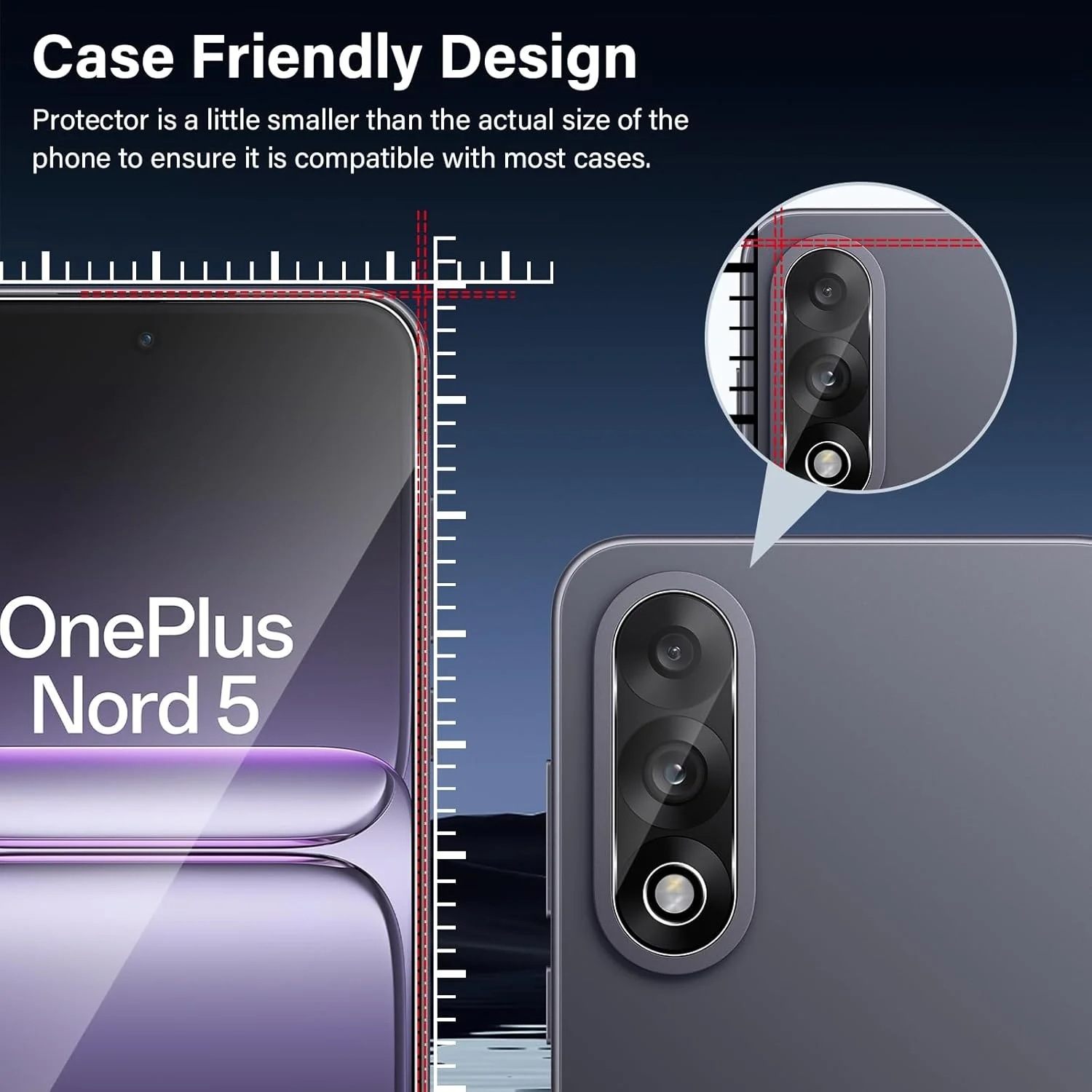 Funrae Screen Protector for Oneplus Nord 4 5G for Tempered Glass with Camera Protection, 2 Pieces 0.33 mm 9H Hardness Film and 2 Pieces Ultra Clear Camera Protection, Anti-Scratch Screen Protector HD