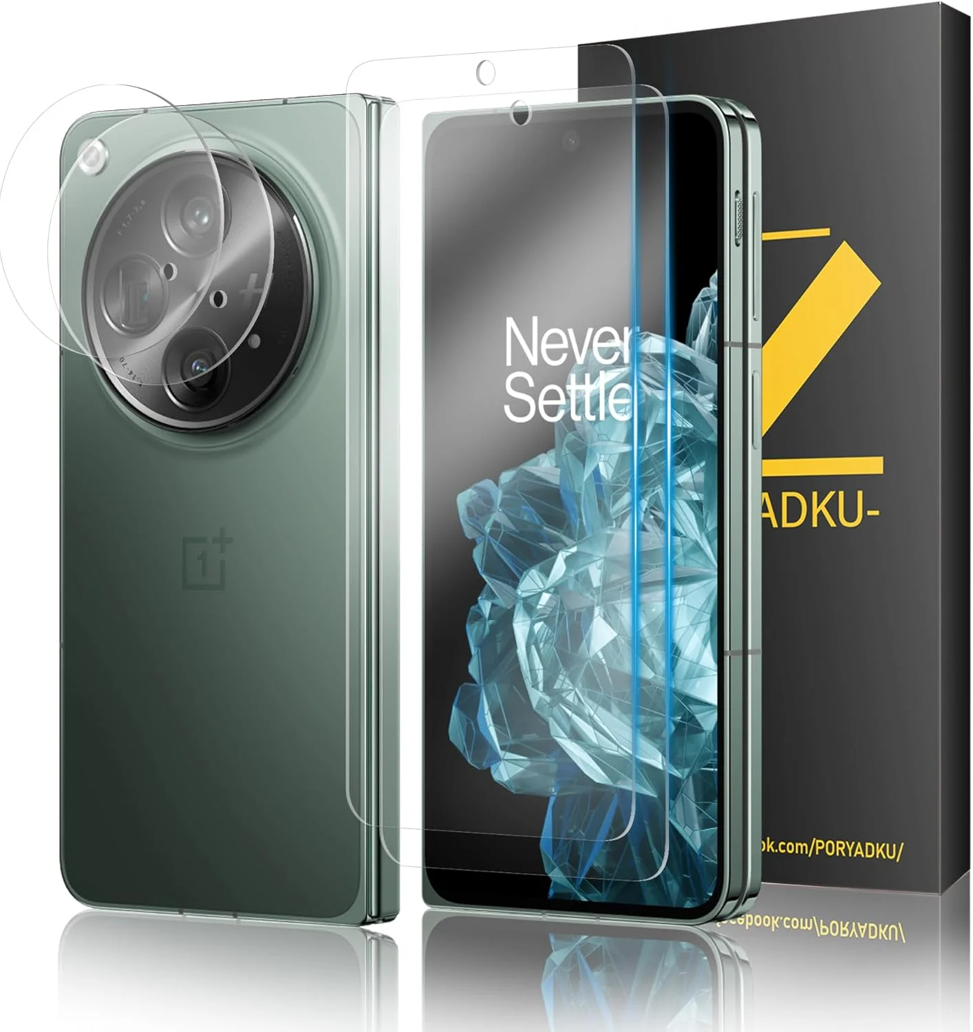 Tempered Glass For OnePlus Open Screen Protector 2 Pcs [6.31 Inch]+ Transparent HD Camera Lens Protector 2 Pack, 9H hardness, Ultrasonic Fingerprint Support, HD Clear, For OnePlus Open 5G