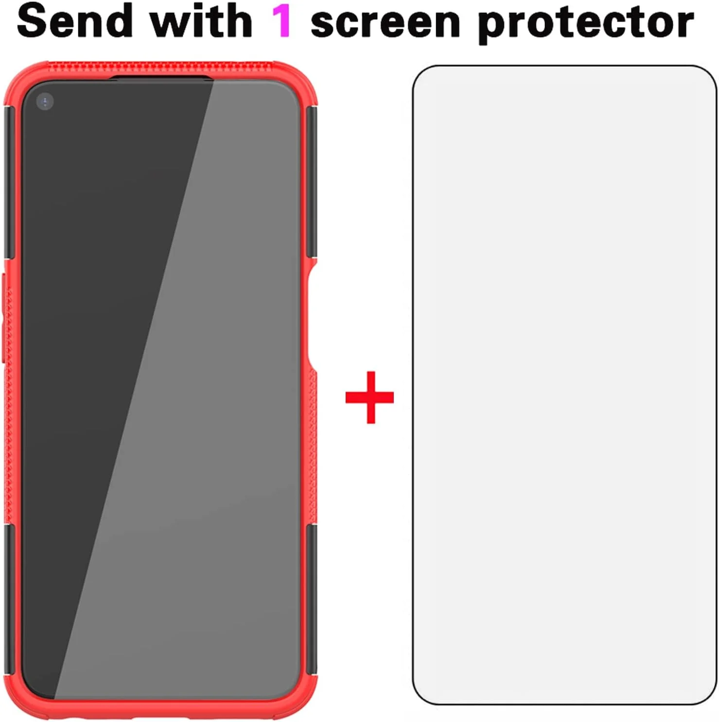 Asuwish Phone Case for OnePlus Nord N200 5G Tempered Glass Screen Protector Cover with Stand Kickstand Cell Accessories One Plus N 200 G5 1 Plus 200N 1plus One+ 1+ N2005G 2021 Women Men Girly Red