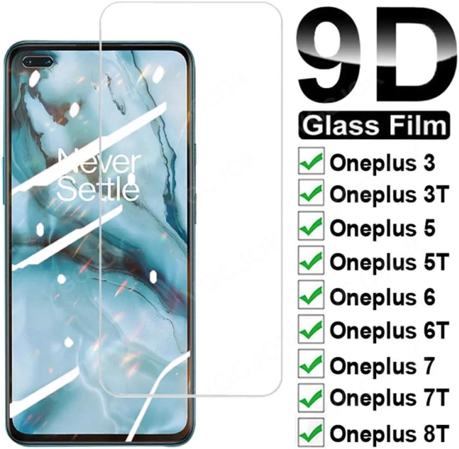 بسته 3 عددی محافظ صفحه نمایش شیشه ای حرارت دیده کامل 9D برای گوشی های Oneplus 8T 7T 6T 5T 6 5 3T 3 1+7 1+6 محافظ صفحه نمایش برای OnePlus 7 Oneplus7 1+8T فیلم شیشه ای محافظ برای Oneplus 5T