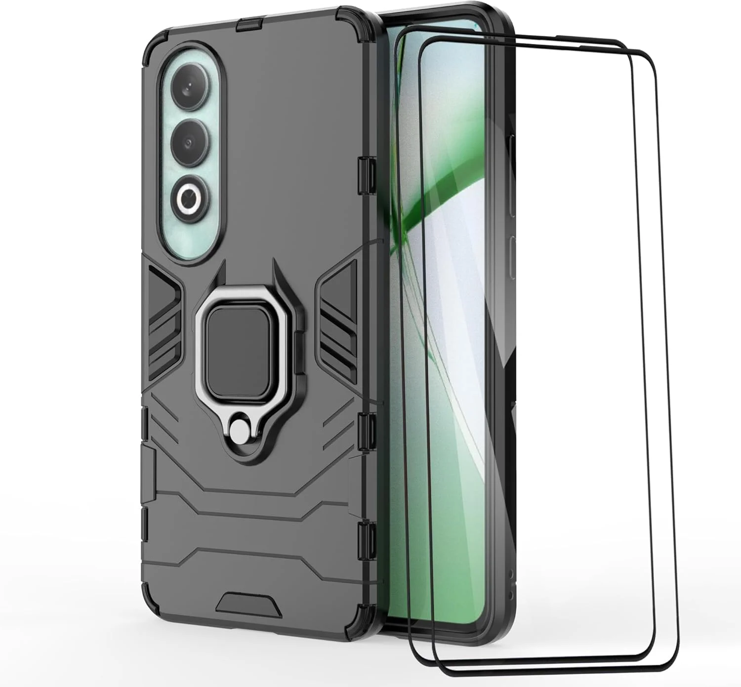 قاب محافظ ESTH® برای OnePlus Nord CE4 5G به همراه 2 عدد محافظ صفحه نمایش، [پایه چرخان 360 درجه] [محافظت ضد سقوط درجه نظامی]، سازگار با هولدر مغناطیسی خودرو، مشکی