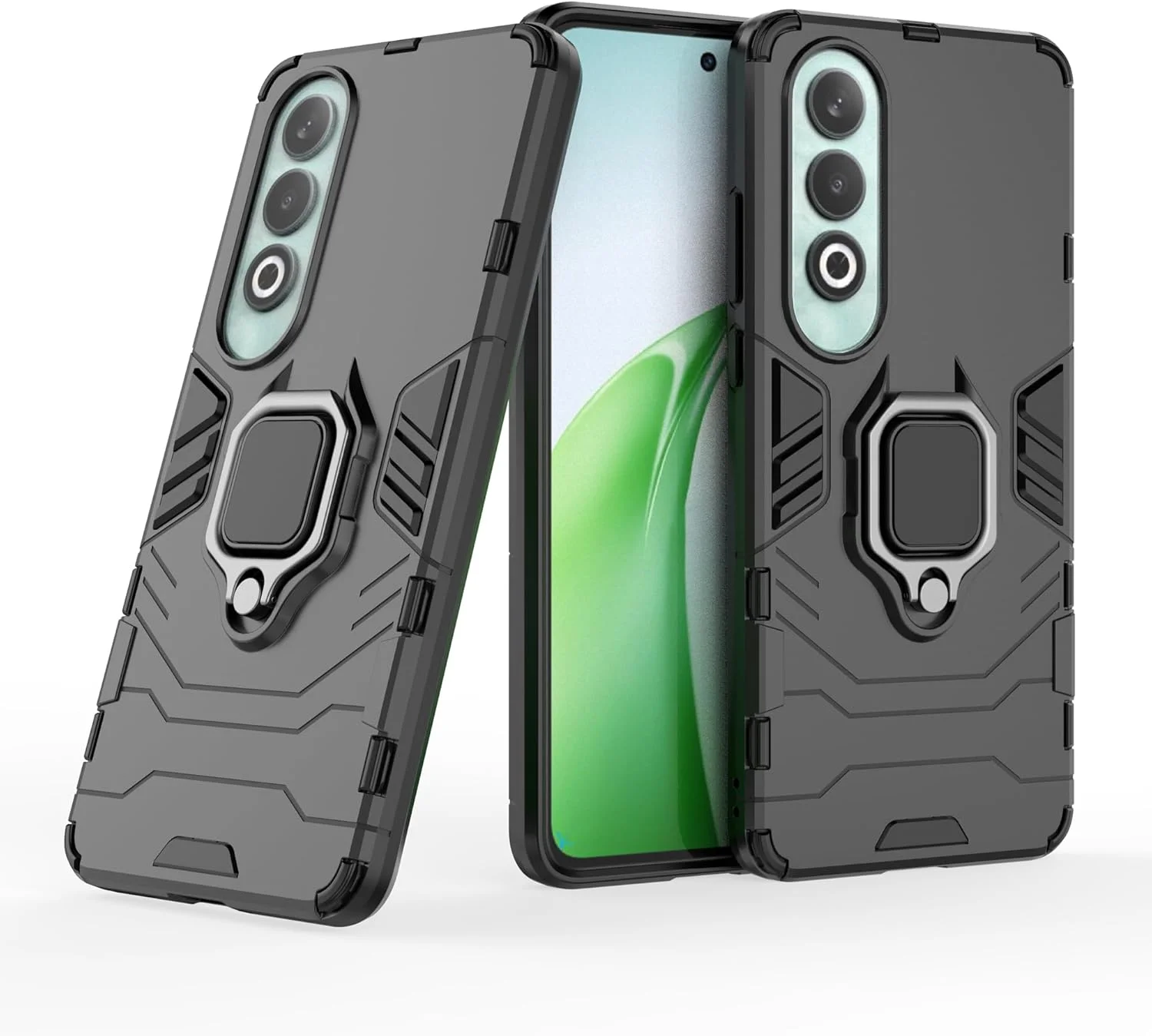 قاب محافظ ESTH® برای OnePlus Nord CE4 5G به همراه 2 عدد محافظ صفحه نمایش، [پایه چرخان 360 درجه] [محافظت ضد سقوط درجه نظامی]، سازگار با هولدر مغناطیسی خودرو، مشکی