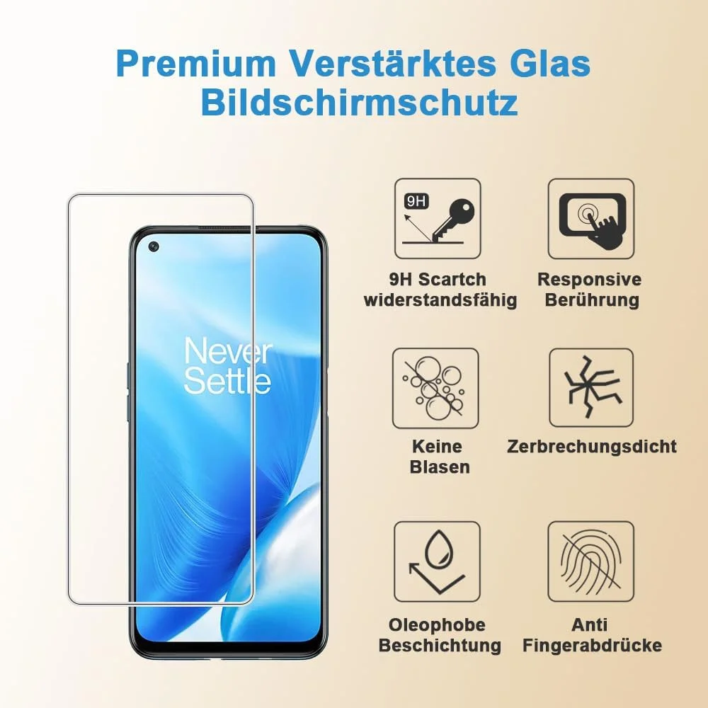 محافظ صفحه نمایش شیشه ای حرارت دیده Shunwige، طراحی شده برای OnePlus Nord N200 5G، شیشه ای حرارت دیده/مقاوم در برابر خراش/پوشش فقط ناحیه نمایشگر