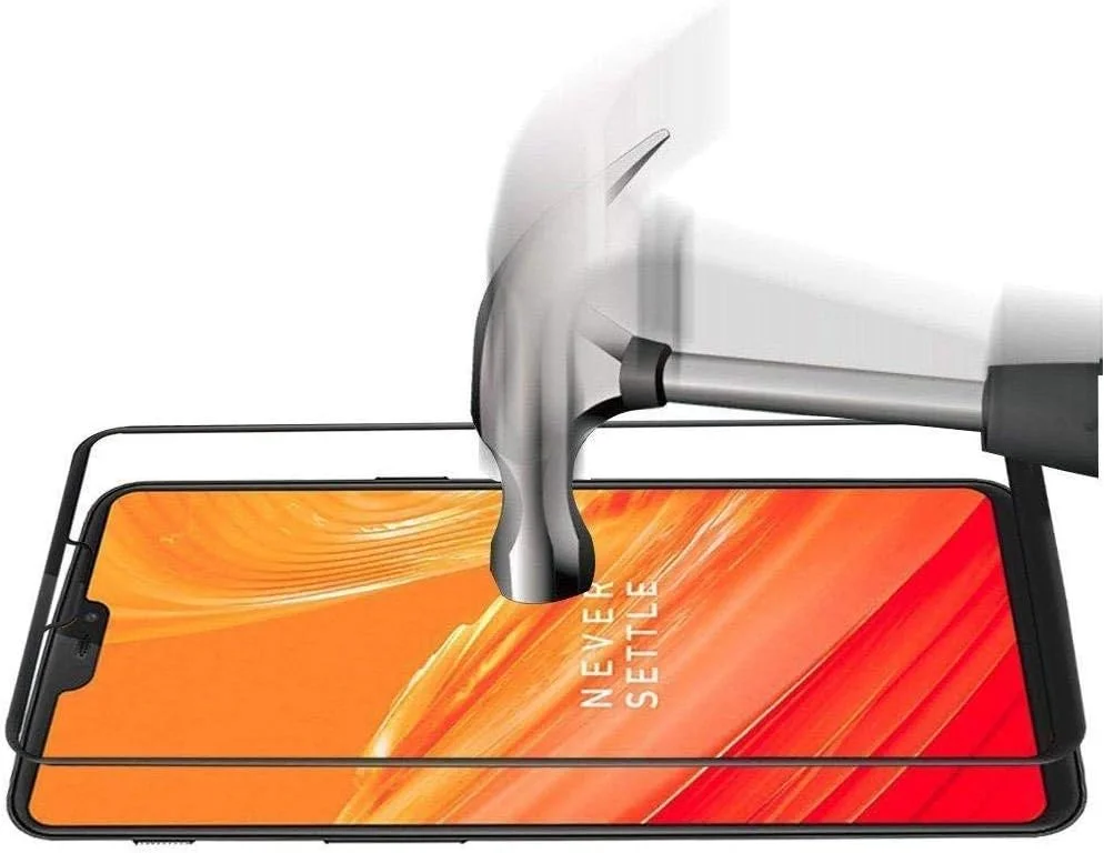 محافظ صفحه نمایش شیشه ای حرارت دیده خمیده سه بعدی با پوشش کامل برای OnePlus 6 - مشکی